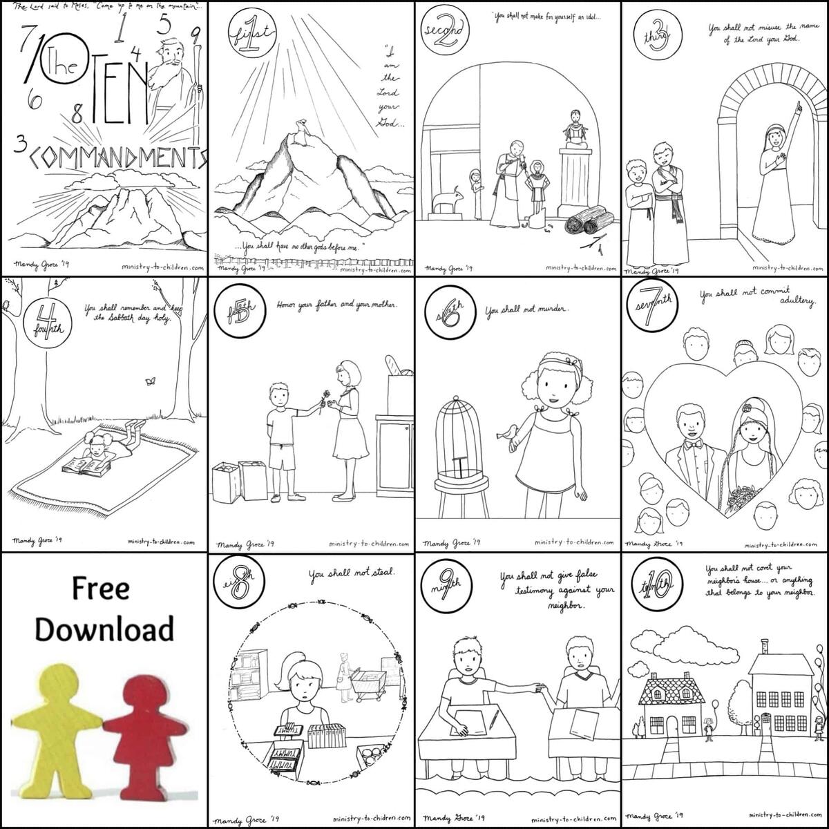 10 Commandments Coloring Book Free Printable PDF Pages For Kids Ten Commandments Coloring Page Christian Bible Printable For Kids Sunday School Activity Sheet Religious Learning Worksheet Etsy Israel