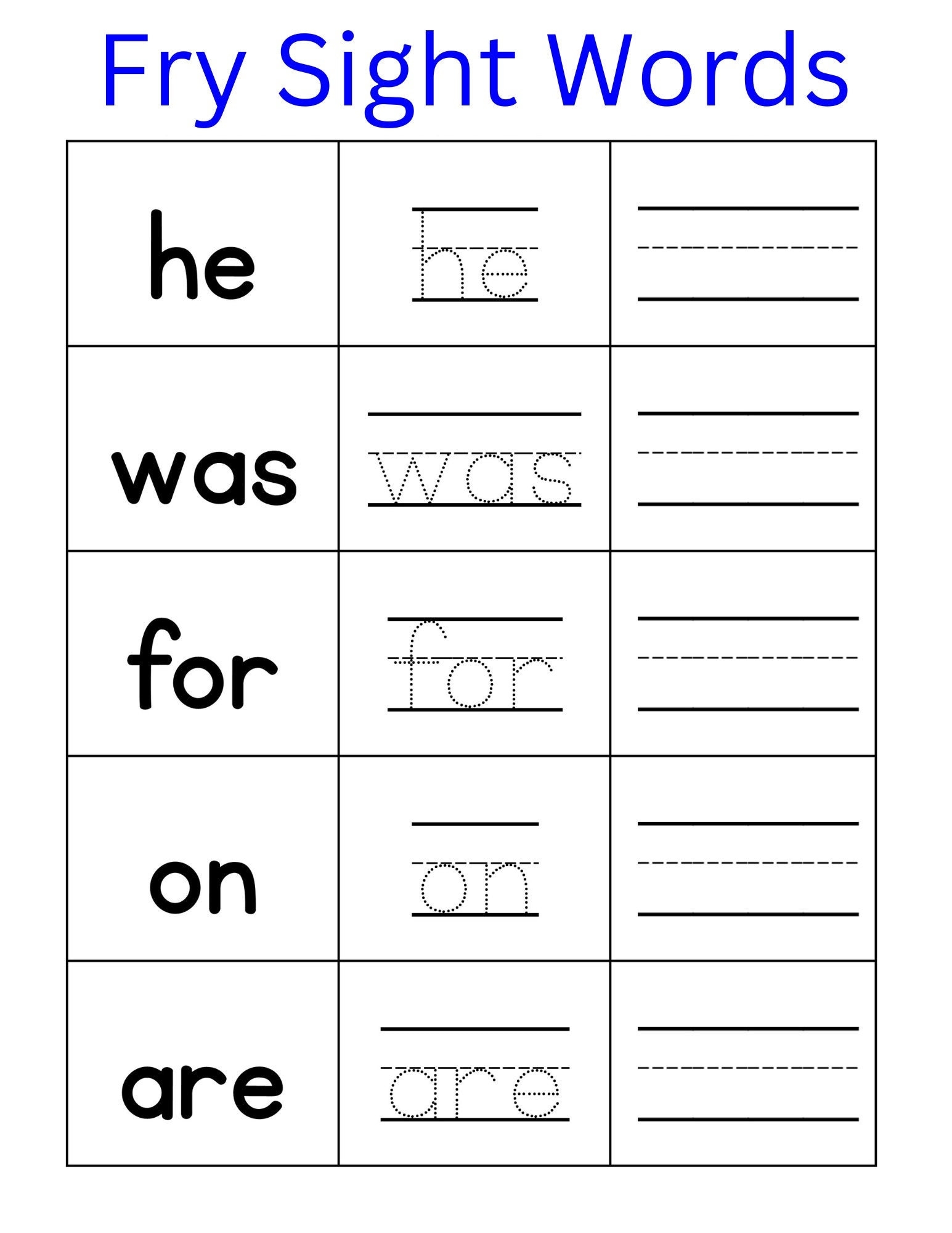 100 Printable Fry Hundred Sight Words Kindergarten Sight Word First Grade Sight Words High Frequency Word Read Trace Write Etsy Read It Trace It Write It Fry S First 100 Sight Words Fun Early Learning