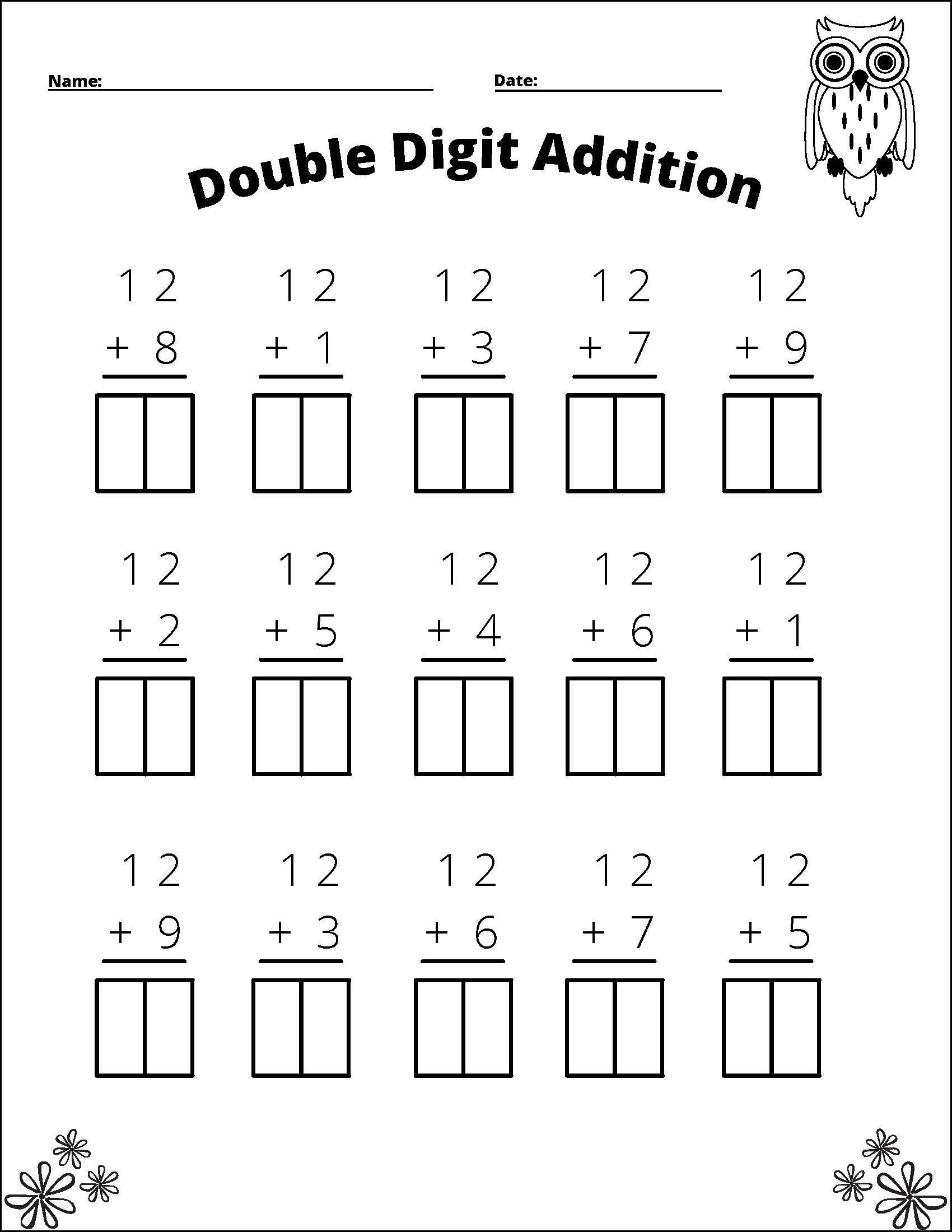 11 Printable Double Digit Addition Worksheets Numbers 10 20 Grades 1st And 2nd Etsy Two Digit Addition Worksheets Printable 2 Digit Problems Free Printables Lettering SVG Files Tools Apps