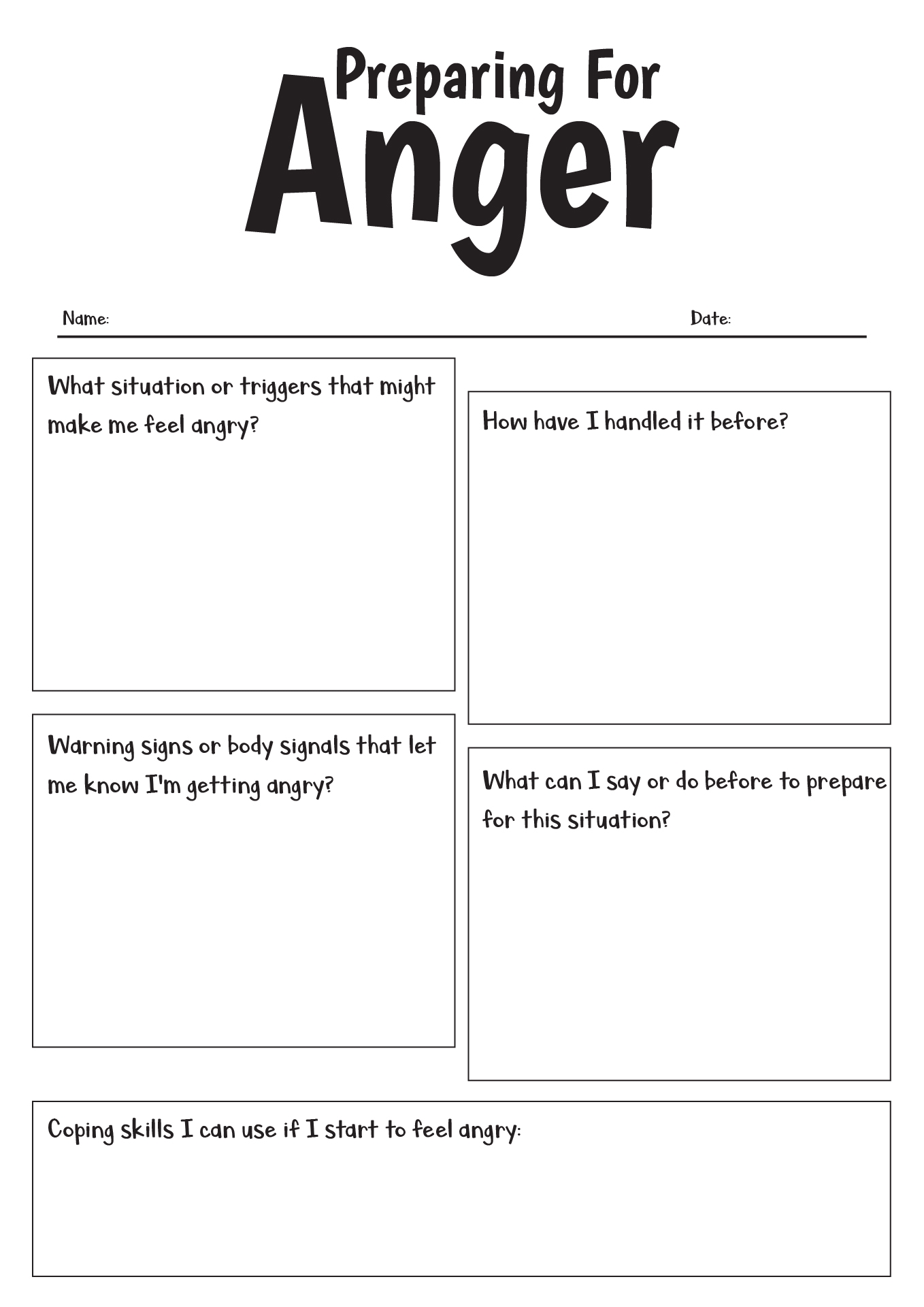 Anger Management Worksheets For Teens