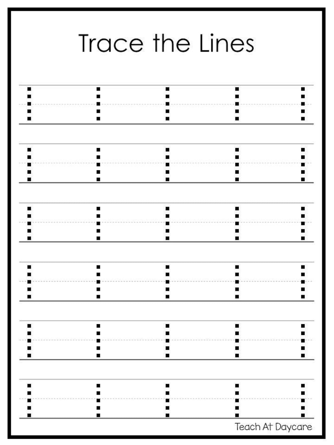 16 Printable Beginning Tracing Trace The Lines Worksheets Etsy