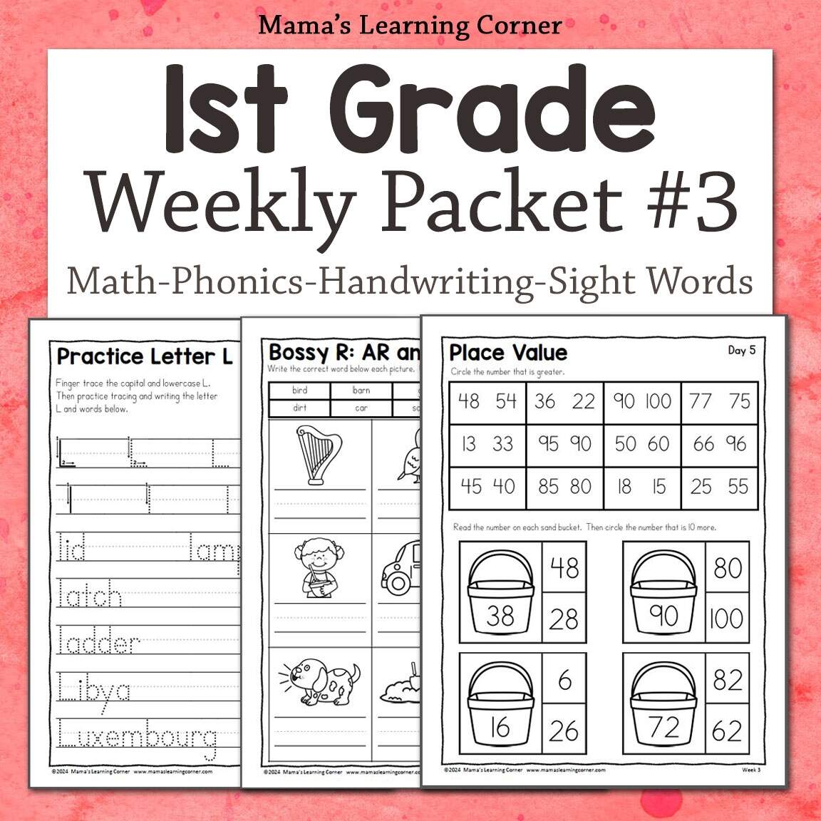 1st Grade Weekly Worksheet Packet 3 Mamas Learning Corner Free 1st Grade Math Worksheet Templates To Customize Canva