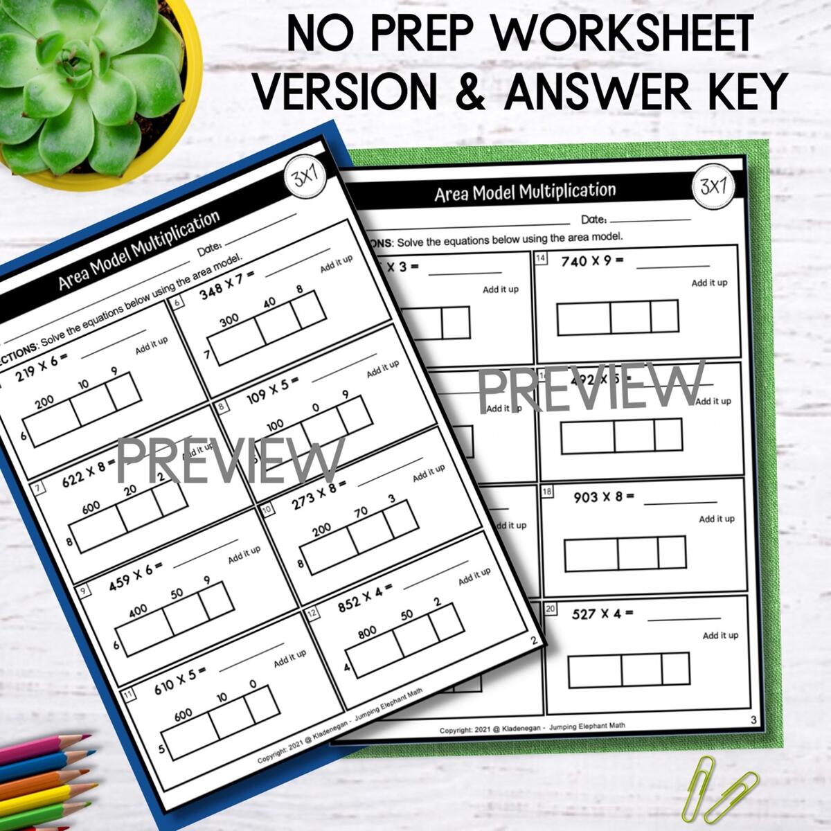 3 Digit By 1 Digit Area Model Multiplication Google Slides And Worksheets Made By Teachers