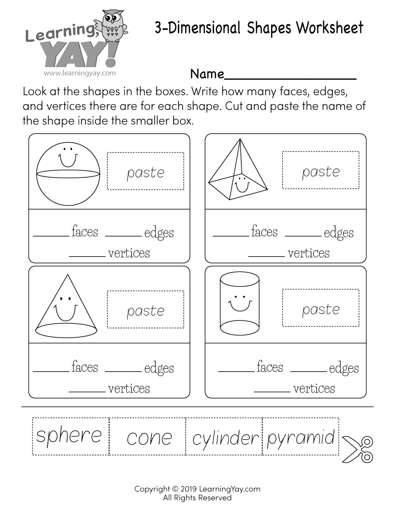 Printable PDF 3D Shapes Worksheets Cazoom Maths Cazoom Math