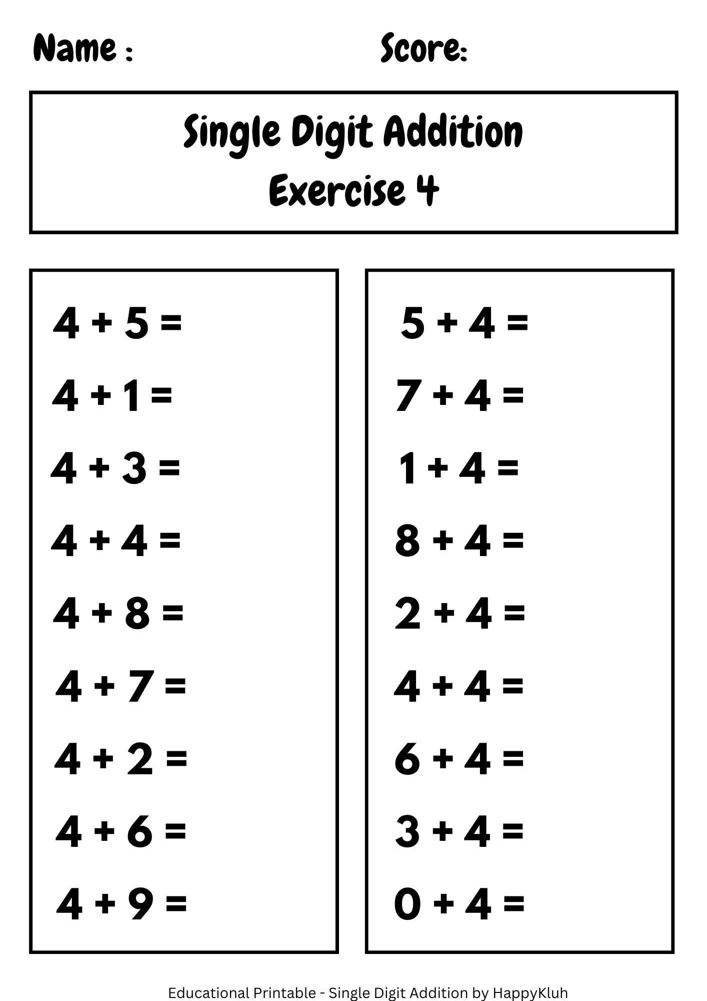 30 Printable Single Digit Addition Worksheets Preschool 2nd Grade Math Etsy Page 5 Free Printable 2nd Grade Math Worksheets Canva