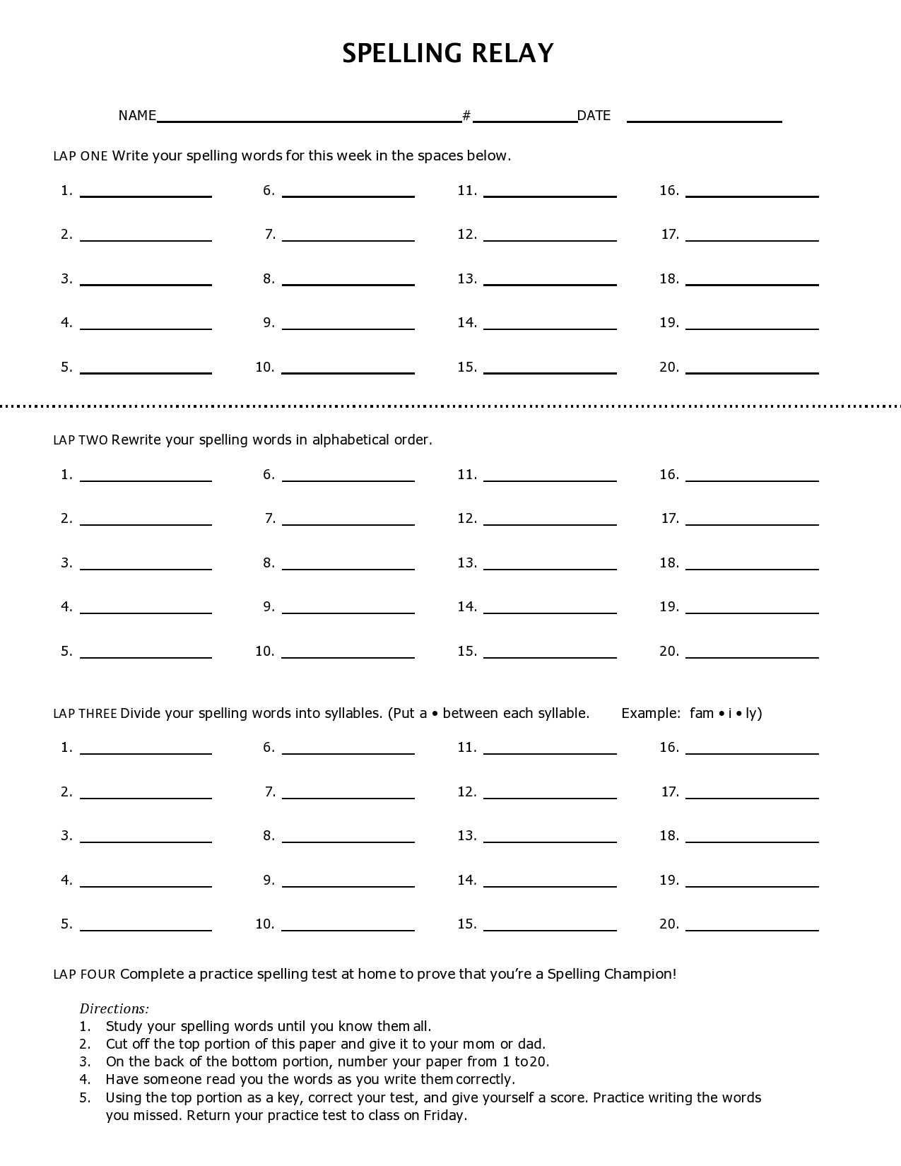 38 Printable Spelling Test Templates Word PDF TemplateLab