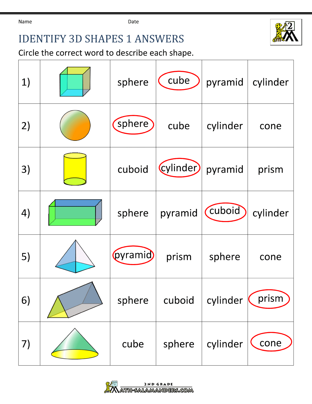 3d Shapes Worksheets 2nd Grade 3d Shapes Worksheets 2nd Grade