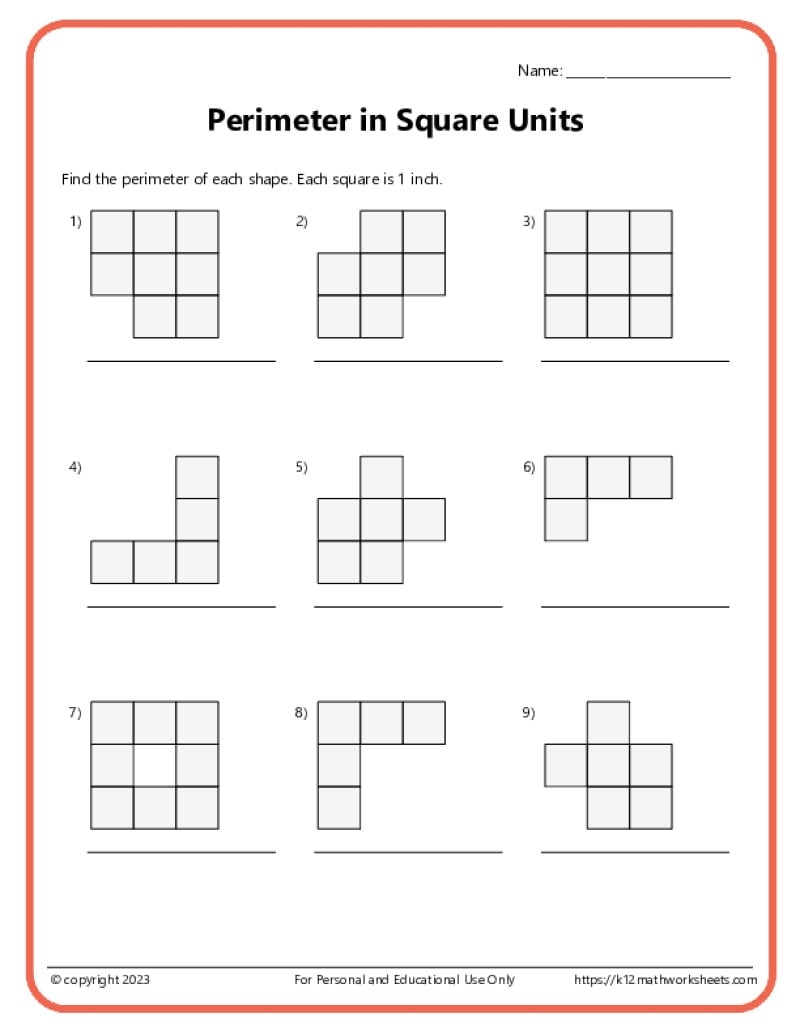 3rd Grade Area And Perimeter Worksheets K12 Math Worksheets