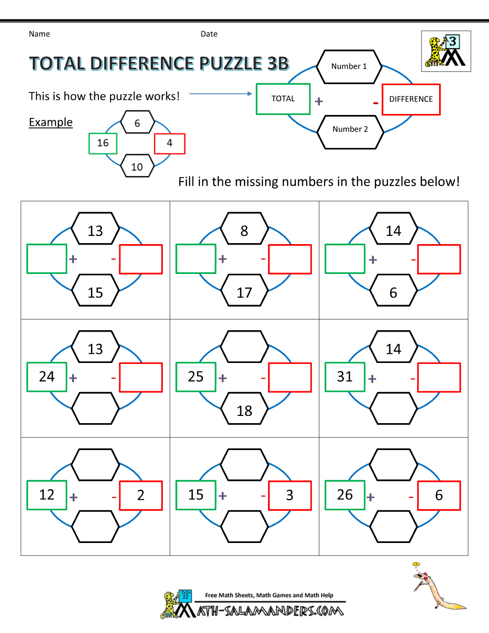 3rd Grade Math Puzzles Worksheets