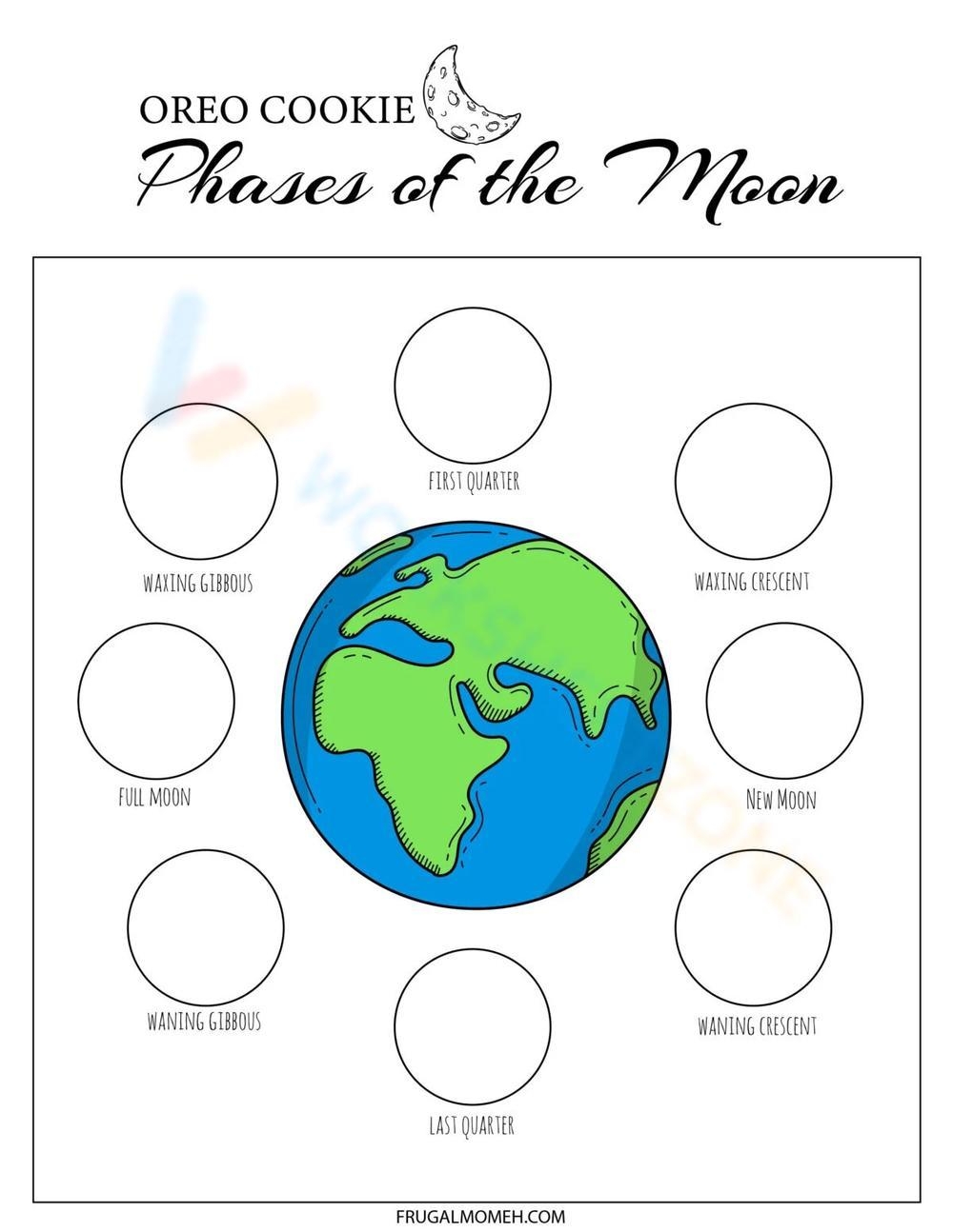 4th Grade Phases Of The Moon Fill In The Blanks Worksheets Printable Moon Phases Worksheet Labeling And Understanding