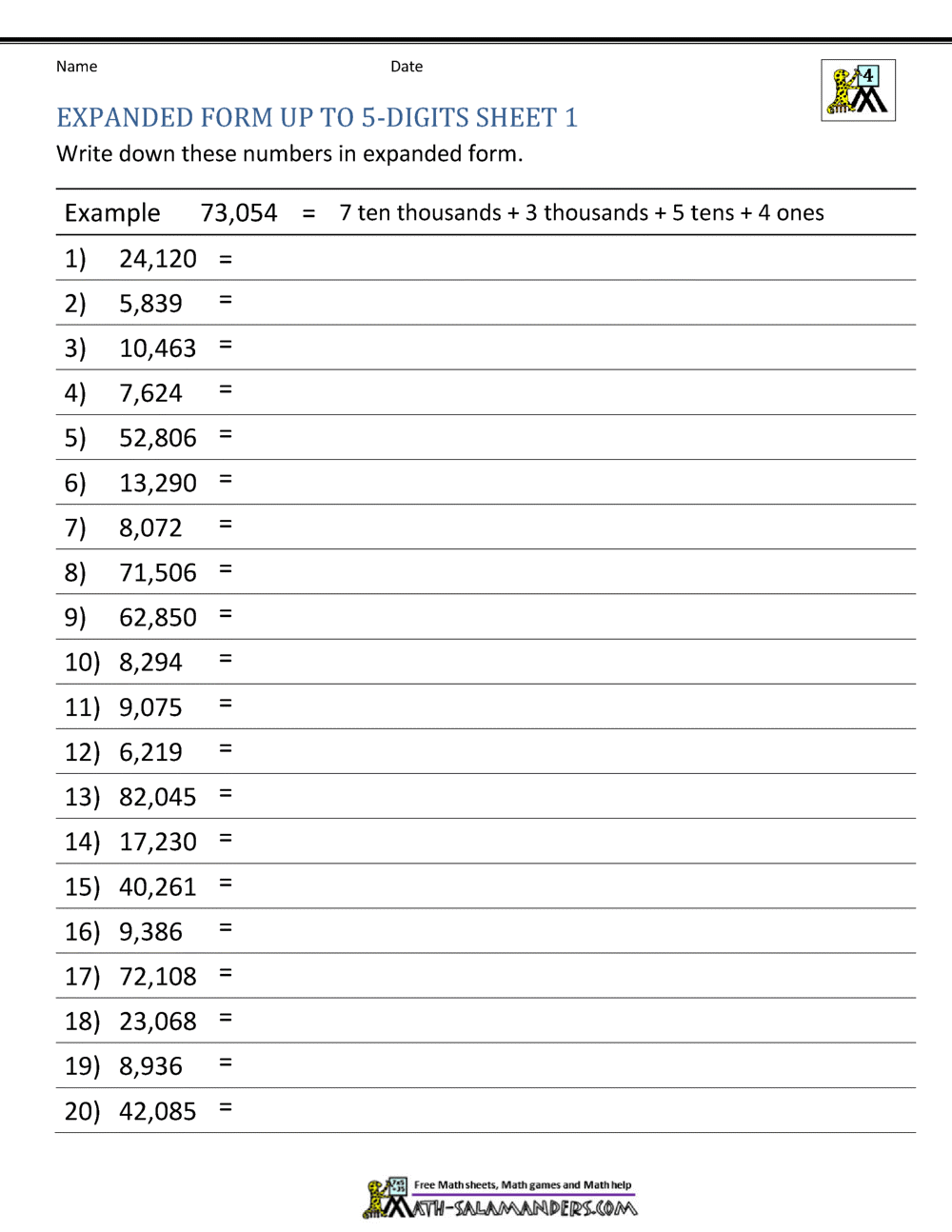4th Grade Place Value Worksheets