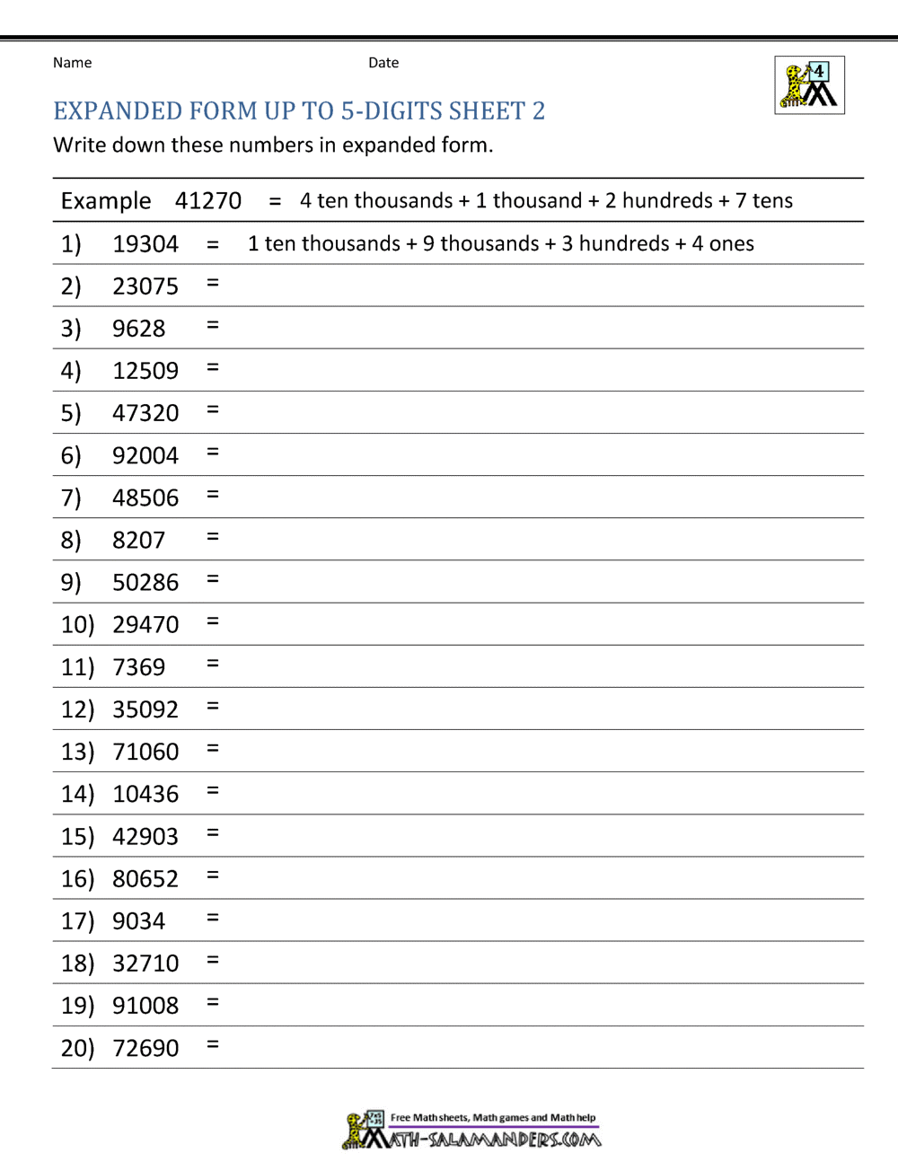 4th Grade Place Value Worksheets 4th Grade Place Value Worksheets