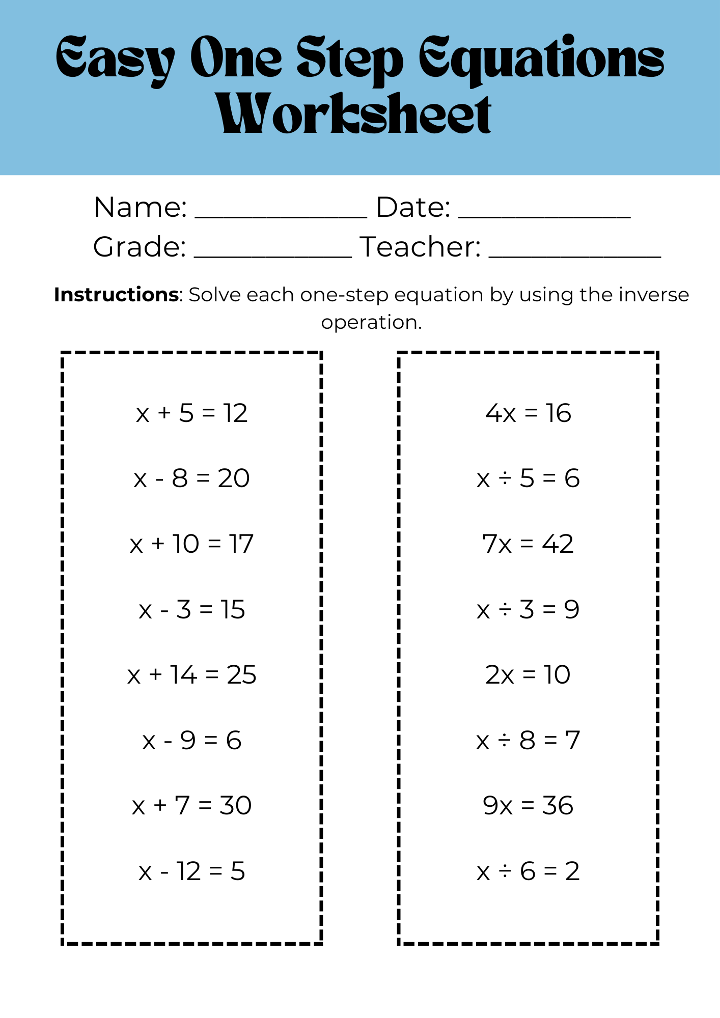 6th Grade Substitution Worksheets PDF Printable Worksheets Cazoom Math