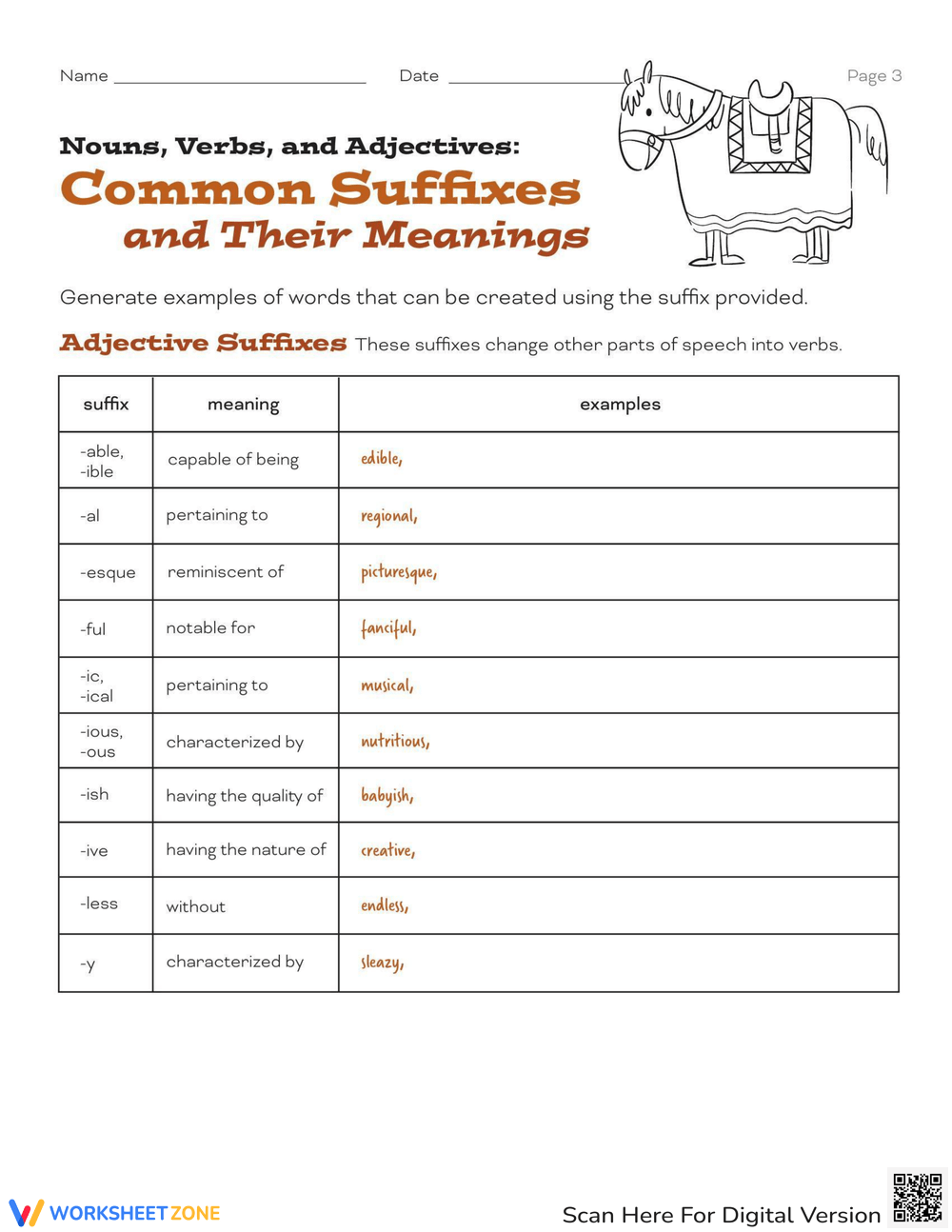 5th Grade Suffixes Worksheets Printable