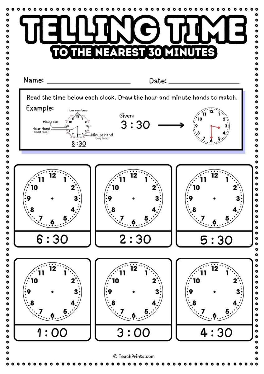 60 Free Telling Time Worksheets Teach Prints