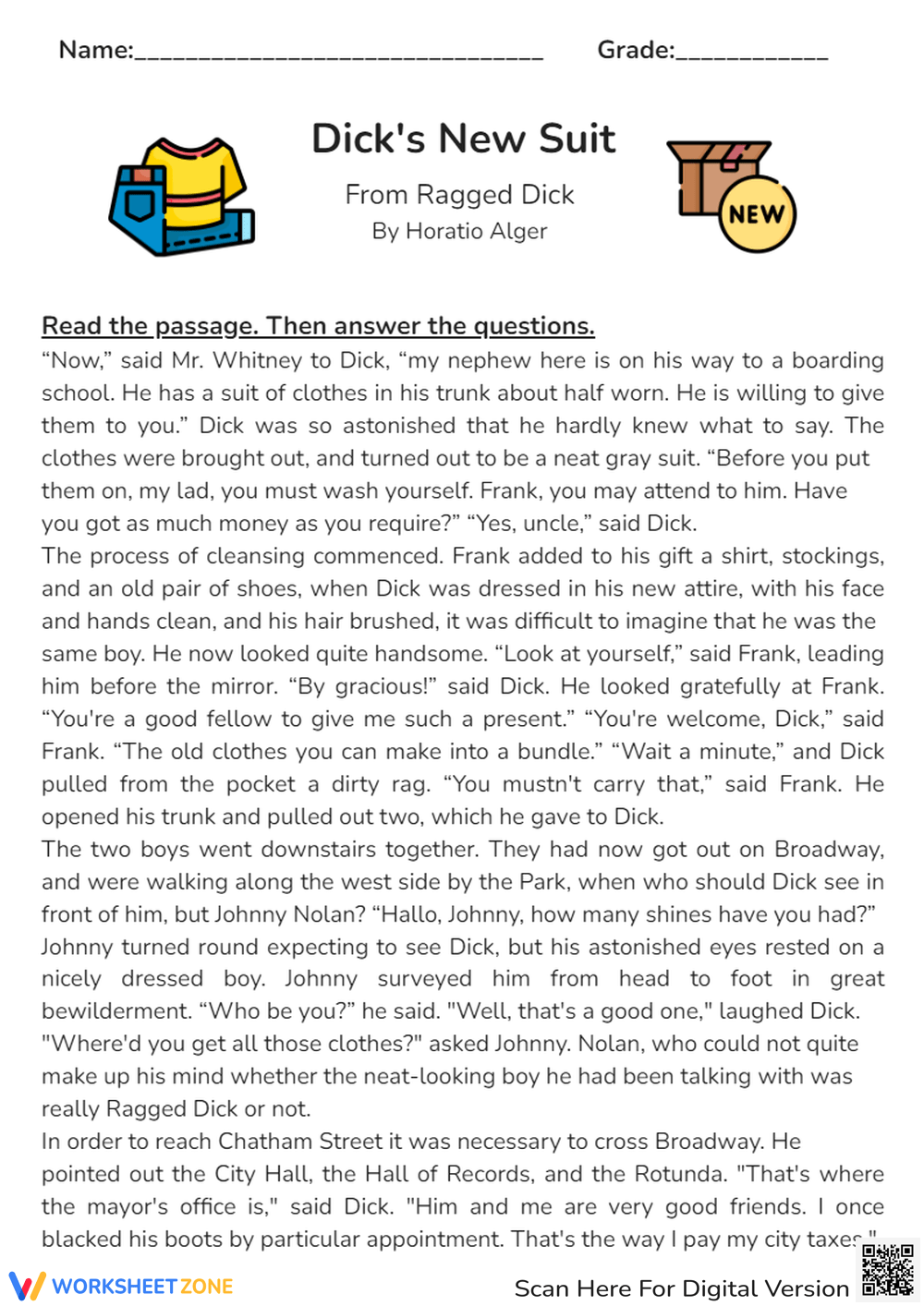 7th Grade Short Story With Questions Worksheets Printable Reading Comprehension Worksheets Online Or Printable
