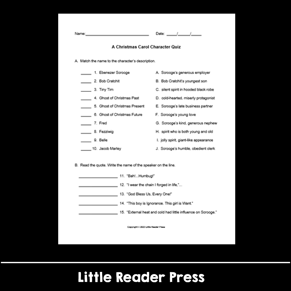 A Christmas Carol Character Quiz With Answer Key Made By Teachers A Christmas Carol Character Quiz With Answer Key Made By Teachers