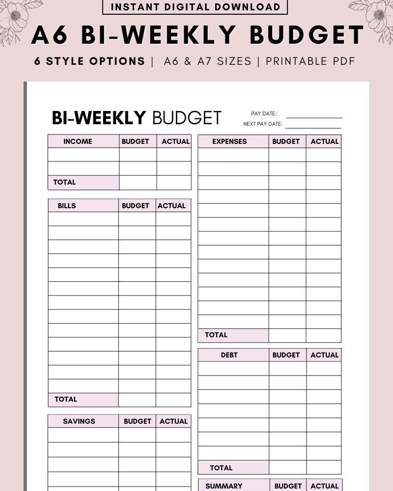A6 Bi Weekly Budget Template Paycheck Budget Printable PDF Etsy A6 Bi Weekly Budget Template Paycheck Budget Printable PDF Etsy