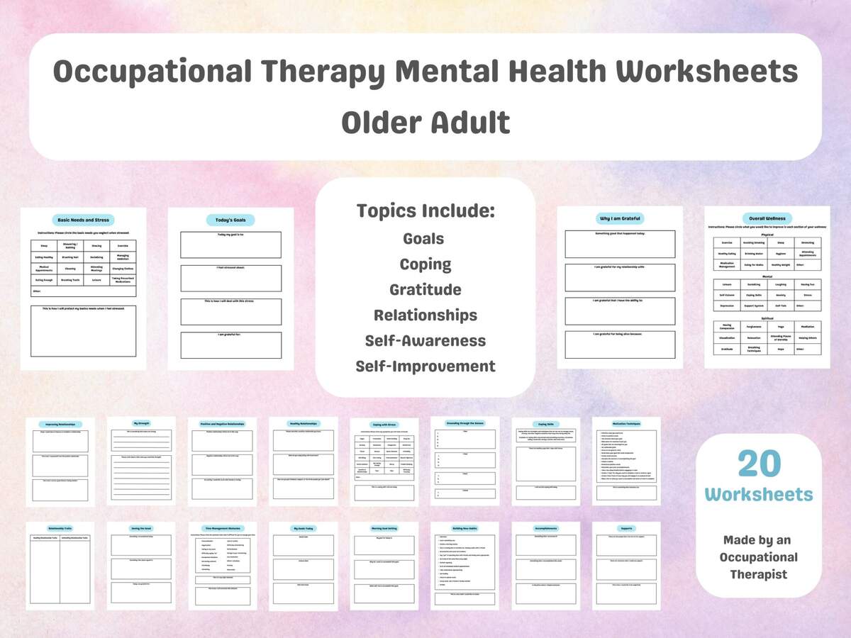 Adult Occupational Therapy Worksheets Mental Health Occupational Therapy Printable Worksheets Group Therapy Resources Self improvement Etsy