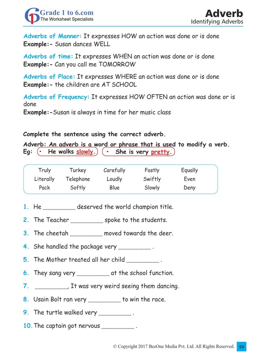 Adverbs Worksheets Comparative And Superlative Adverbs Worksheets