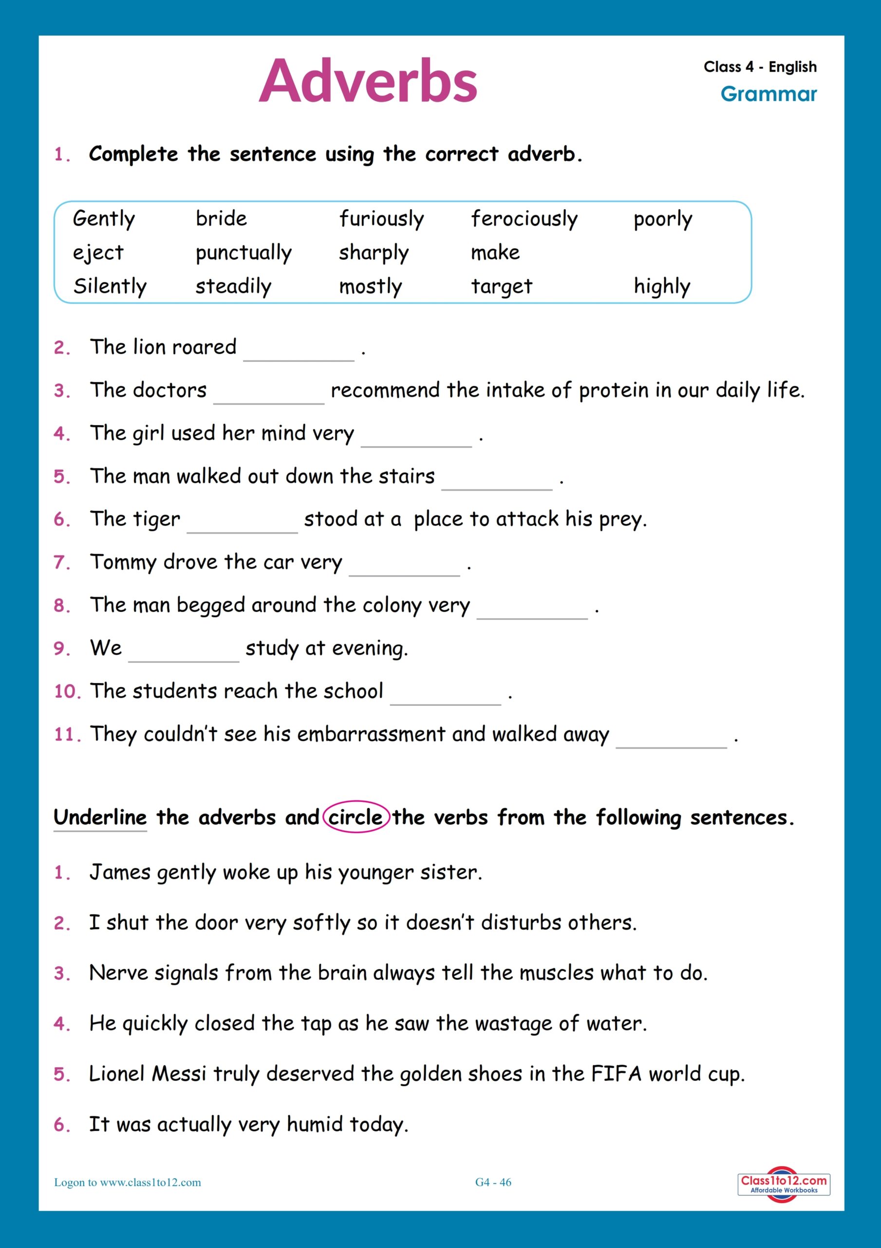 Adverbs Worksheet For Class 4 CBSE NCERT English Class1to12 Worksheets Library Adverbs Worksheet For Class 4 CBSE NCERT English Class1to12 Worksheets Library