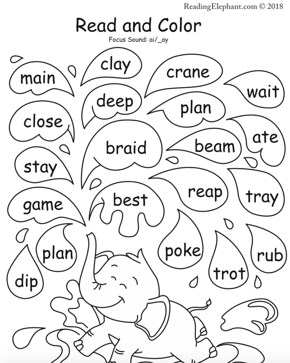 Ai And Ay Phonics Printable FREE Reading Elephant Ai And Ay Phonics Printable FREE Reading Elephant