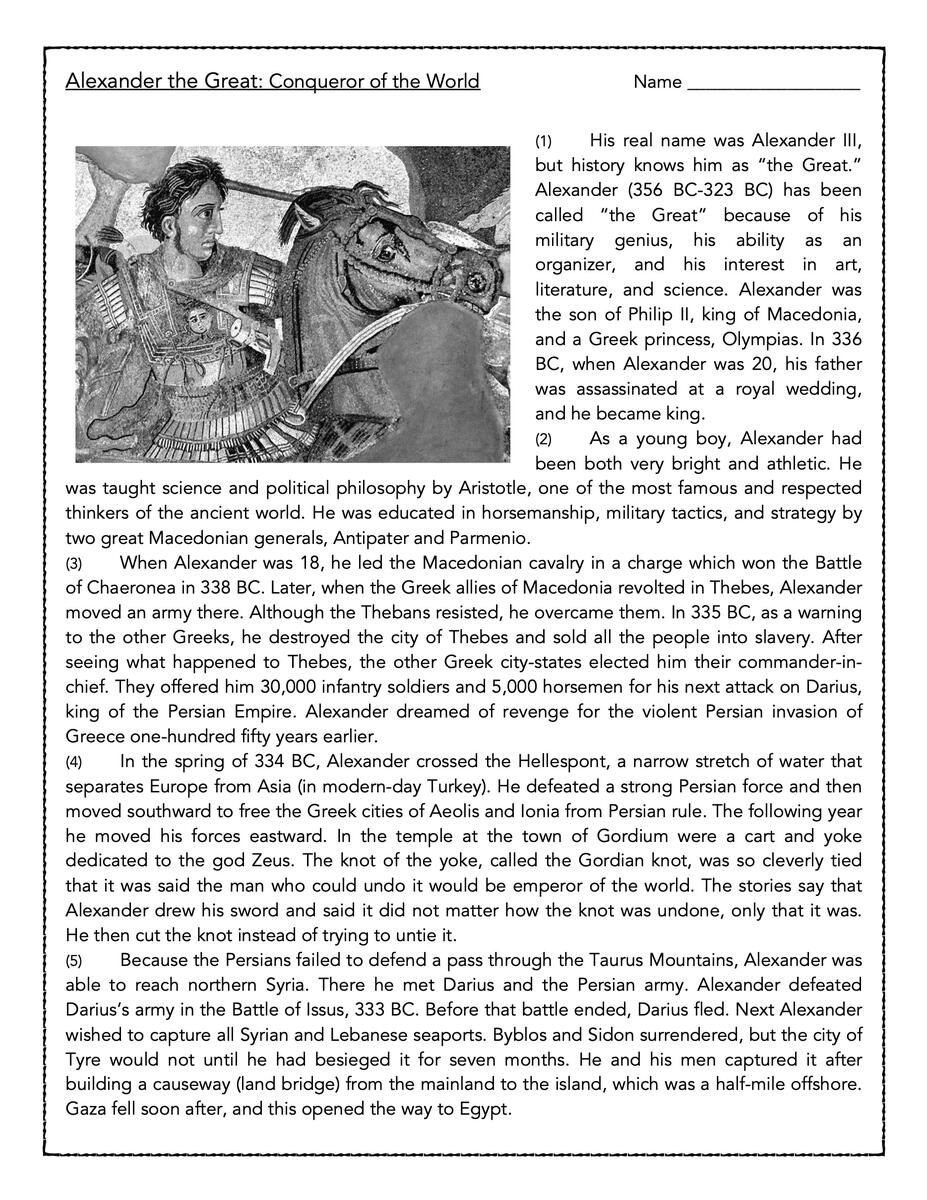 Alexander The Great Biographical Passage And Assessment Classful Alexander The Great Biographical Passage And Assessment Classful