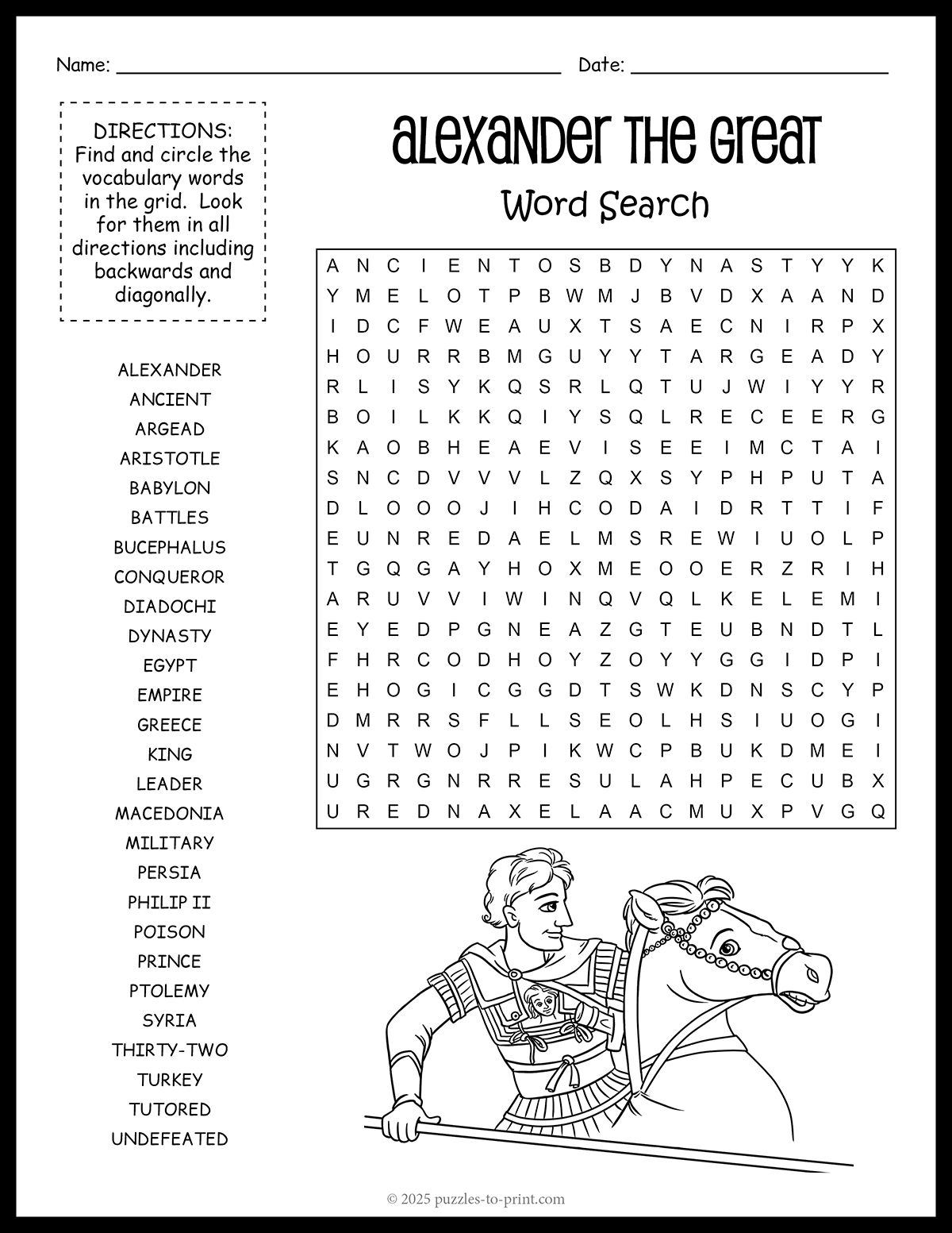 Alexander The Great Word Search Alexander The Great Biographical Passage And Assessment Classful