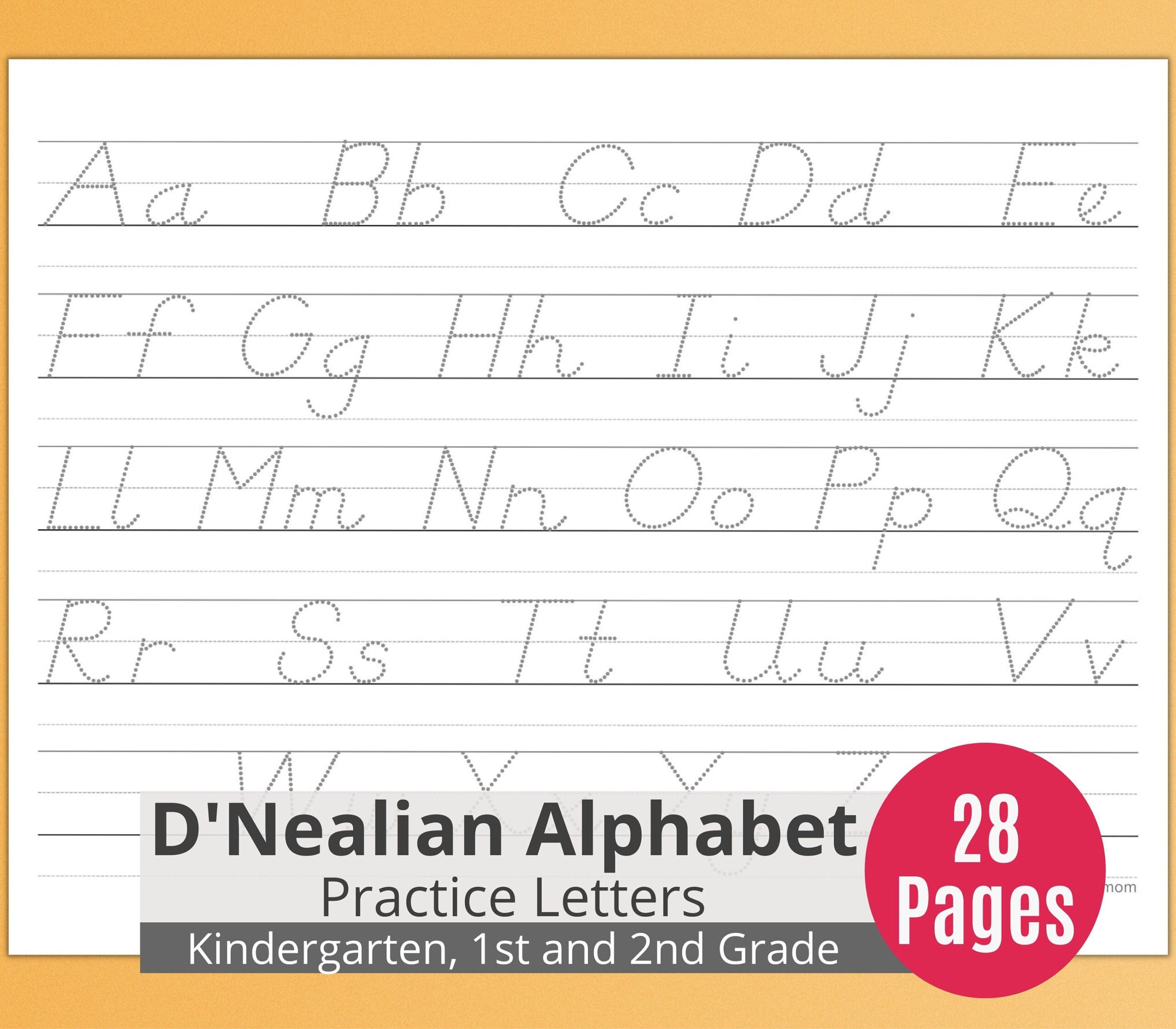 Alphabet Handwriting Practice For Kids Printable Letter Tracing Worksheets Handwriting Practice For Kids Landscape Oriented D Nealian Etsy Israel