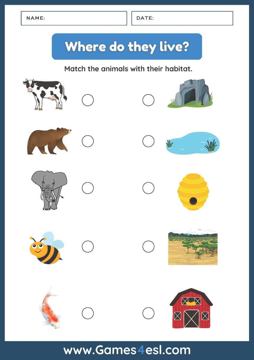 Printable Animal Habitat Sorting Mats Activity For Kids