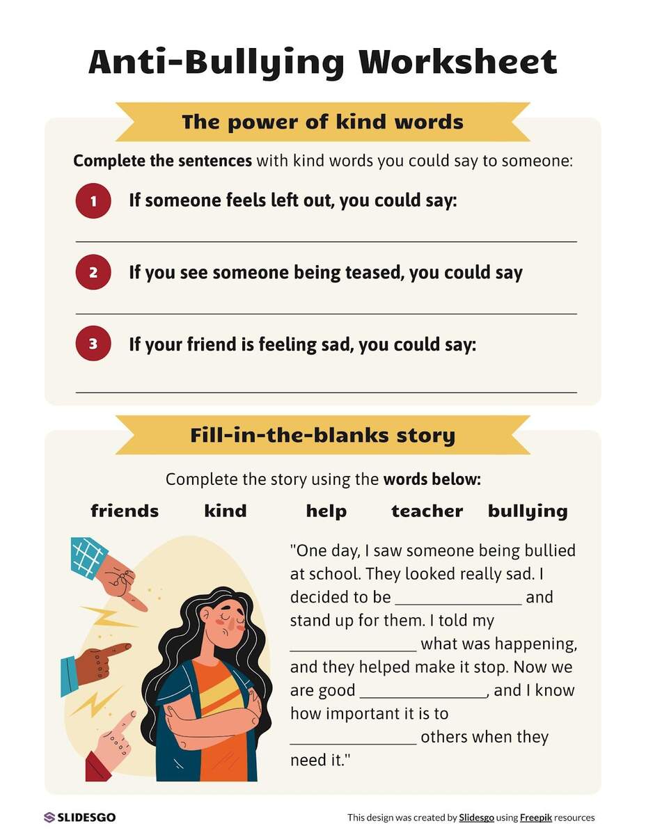 Anti Bullying Worksheet Template Anti Bullying Prevention Month Activities Anti Bullying Worksheets Made By Teachers