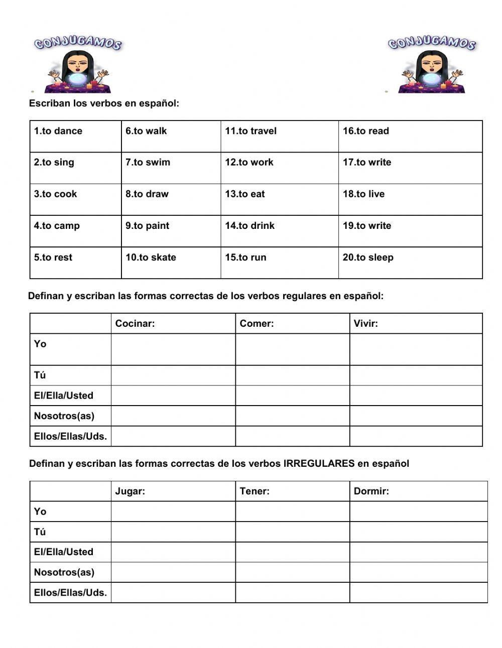 Ar Er And Ir Verb Conjugation In Spanish Worksheet Worksheets Library Ar Er And Ir Verb Conjugation In Spanish Worksheet Worksheets Library