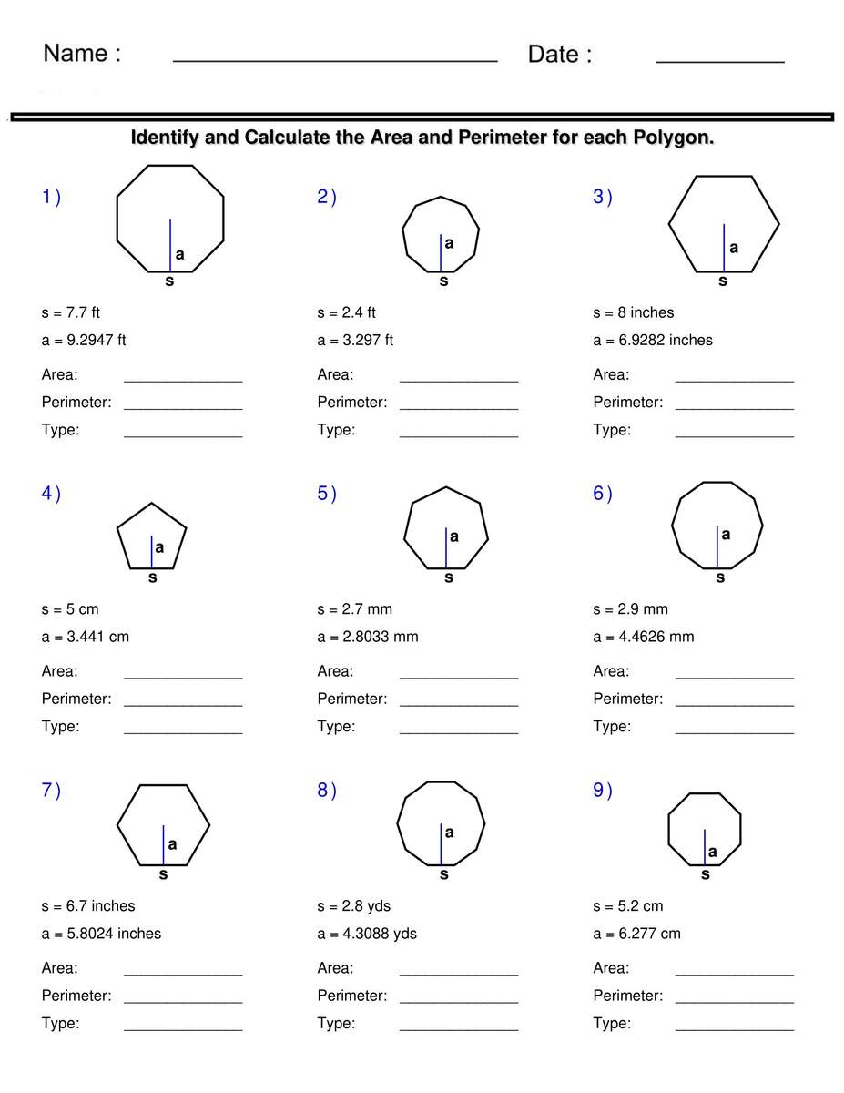 Area And Perimeter Of Regular Polygons Quadrilaterals And Polygons Worksheets Made By Teachers Area And Perimeter Of Composite Shapes K12 Math Worksheets