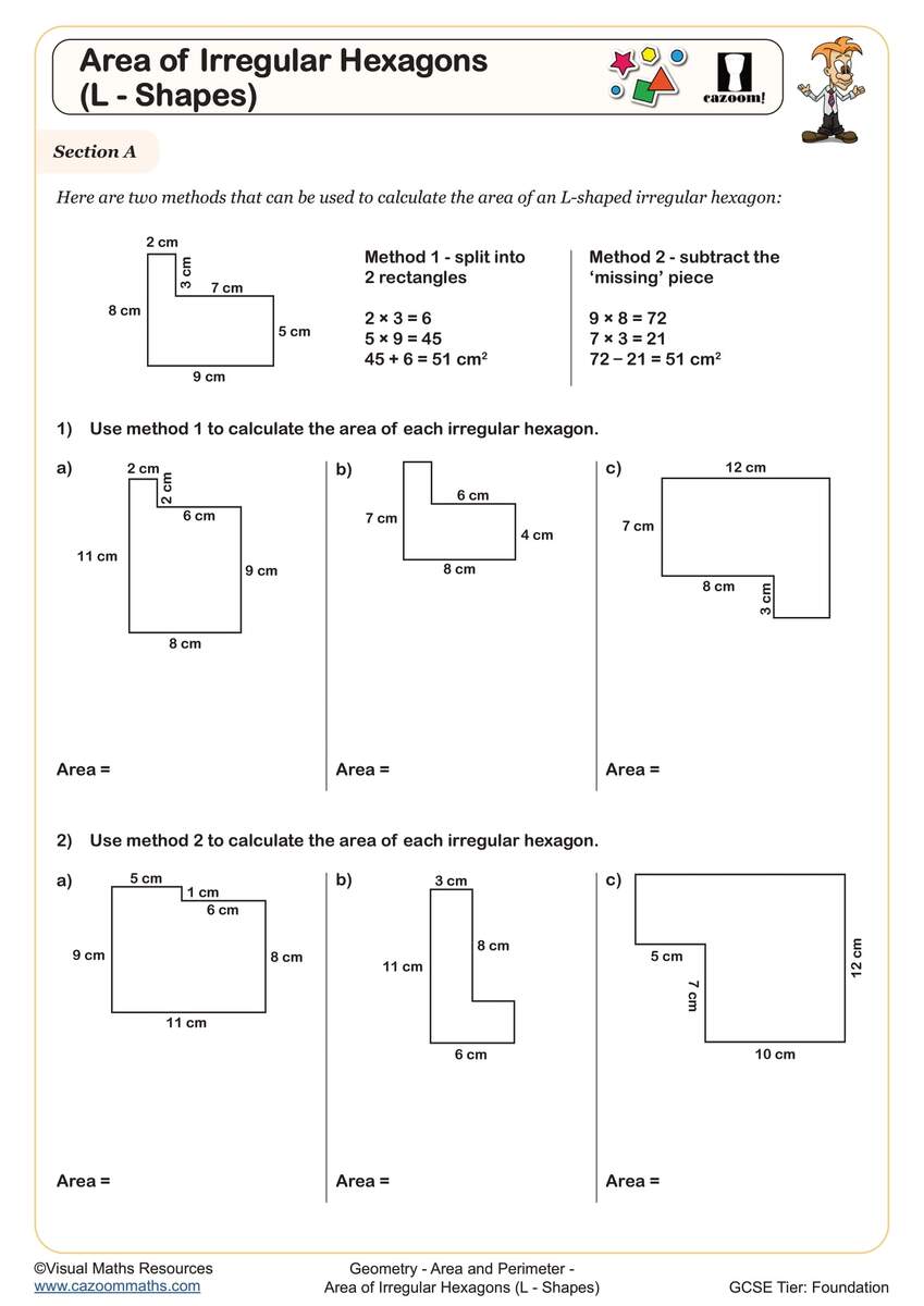 Area And Perimeter Worksheets Printable Perimeter And Area Worksheets PDF And Free Samples Downloads Cazoom Maths Area And Perimeter Of Composite Shapes K12 Math Worksheets