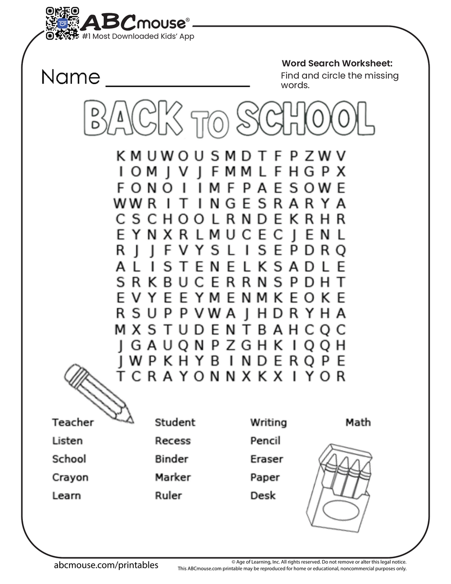 Back To School Worksheets For Kids ABCmouse Learning To Read Worksheet Free Printable Digital PDF