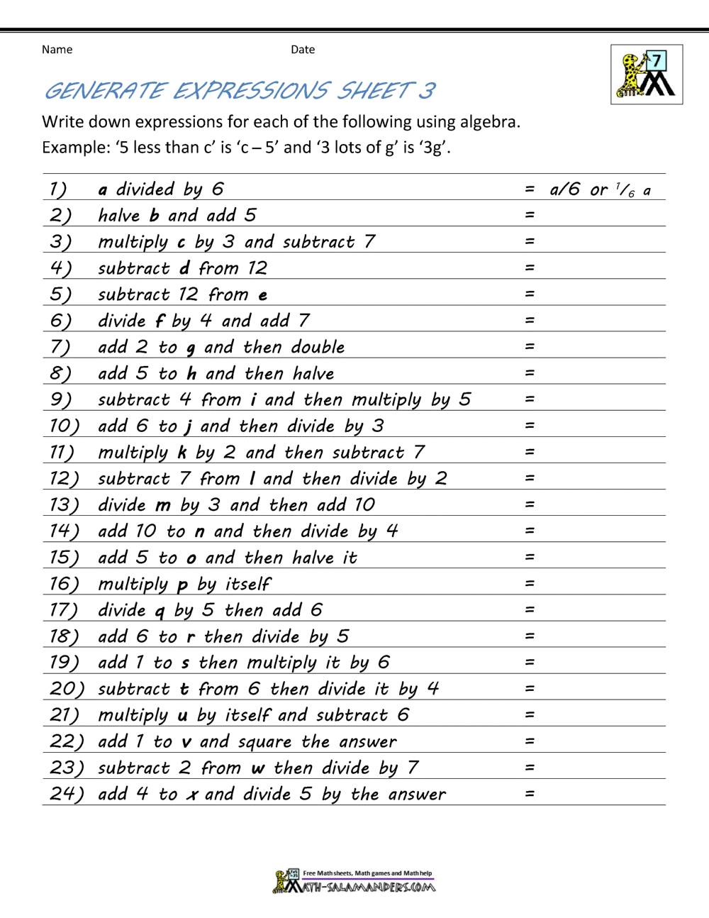 Basic Algebra Worksheets Free Printable Algebra 2 Practice Worksheet