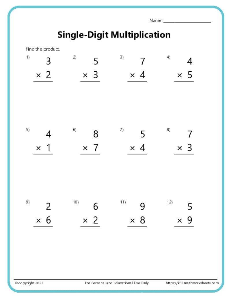 Basic Multiplication Worksheets K12 Math Worksheets MULTIPLICATION WORKSHEETS PRINTABLES WonkyWonderful