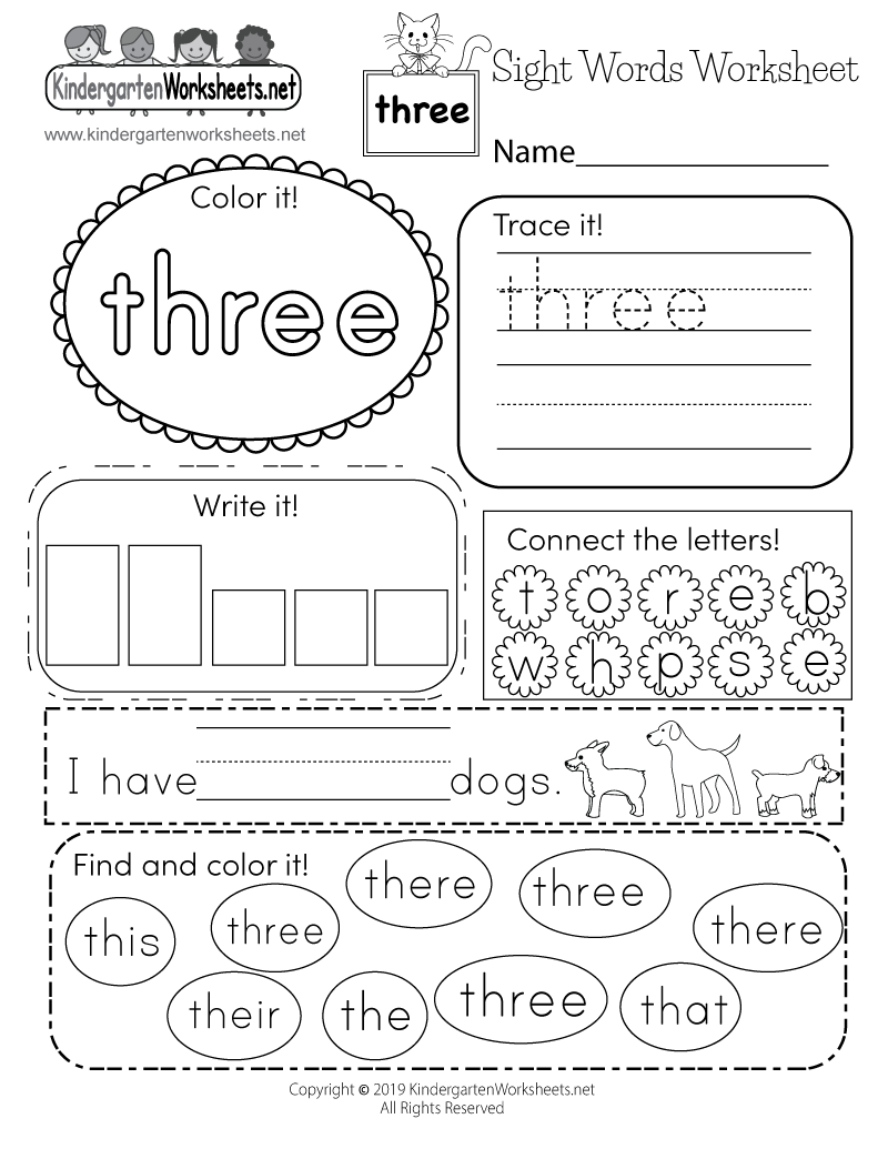Free Sight Word Printables Dab N Dot Kindergarten Mom Worksheets Library