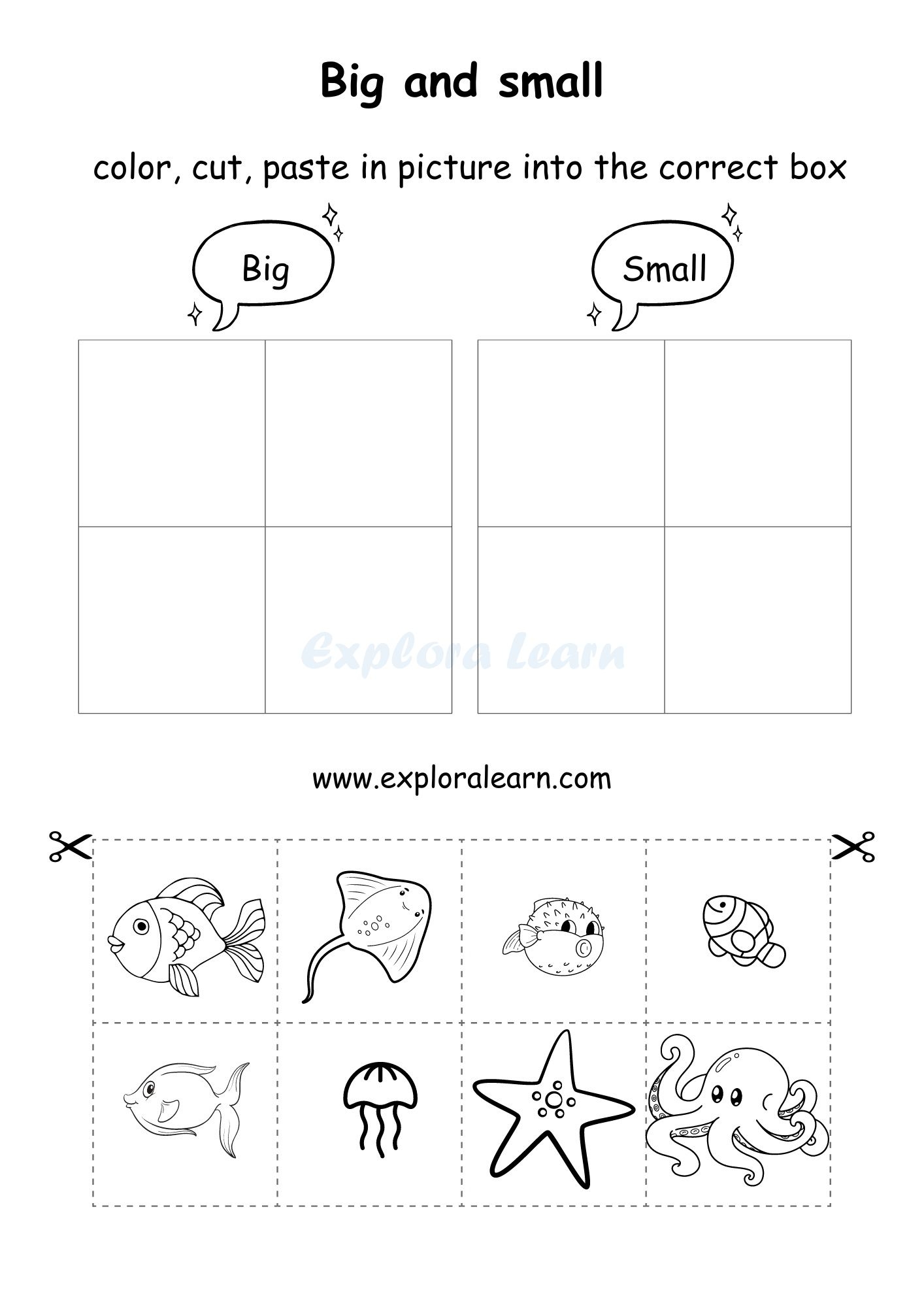 Big And Small Comparison Worksheets For Preschool And Kindergarten 2 To 6 Years Kids