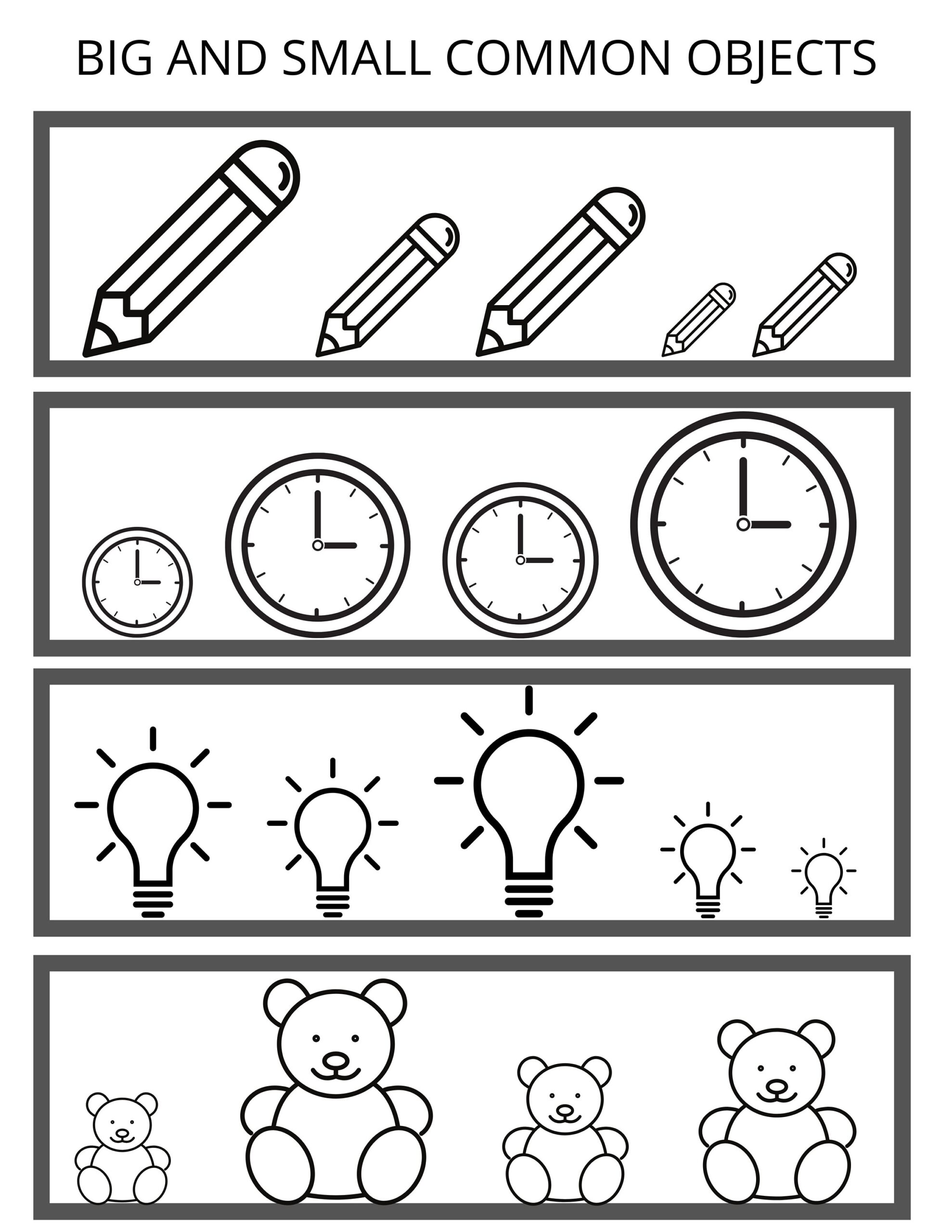 Big Small Worksheet Comparison Worksheet Preschool Activities Kindergarten Etsy