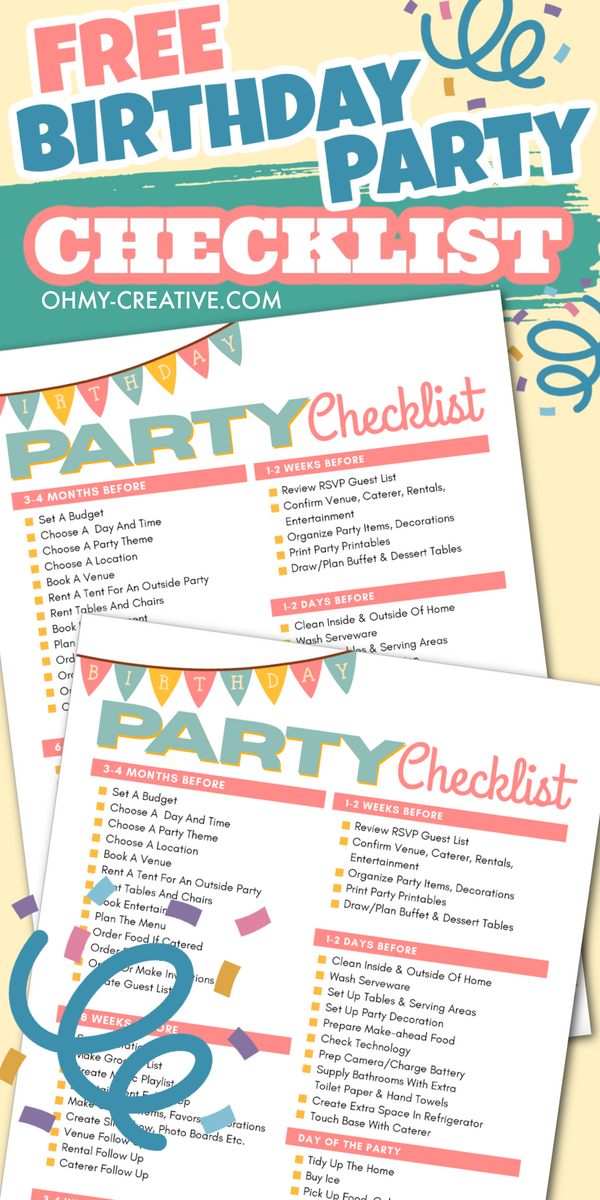 Birthday Party Checklist Free Printable Oh My Creative