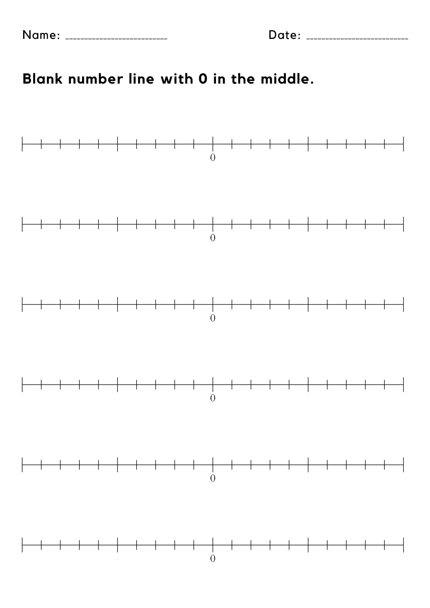 Blank Number Line With 0 In The Middle Worksheet Made By Teachers Blank Number Line With 0 In The Middle Worksheet Made By Teachers