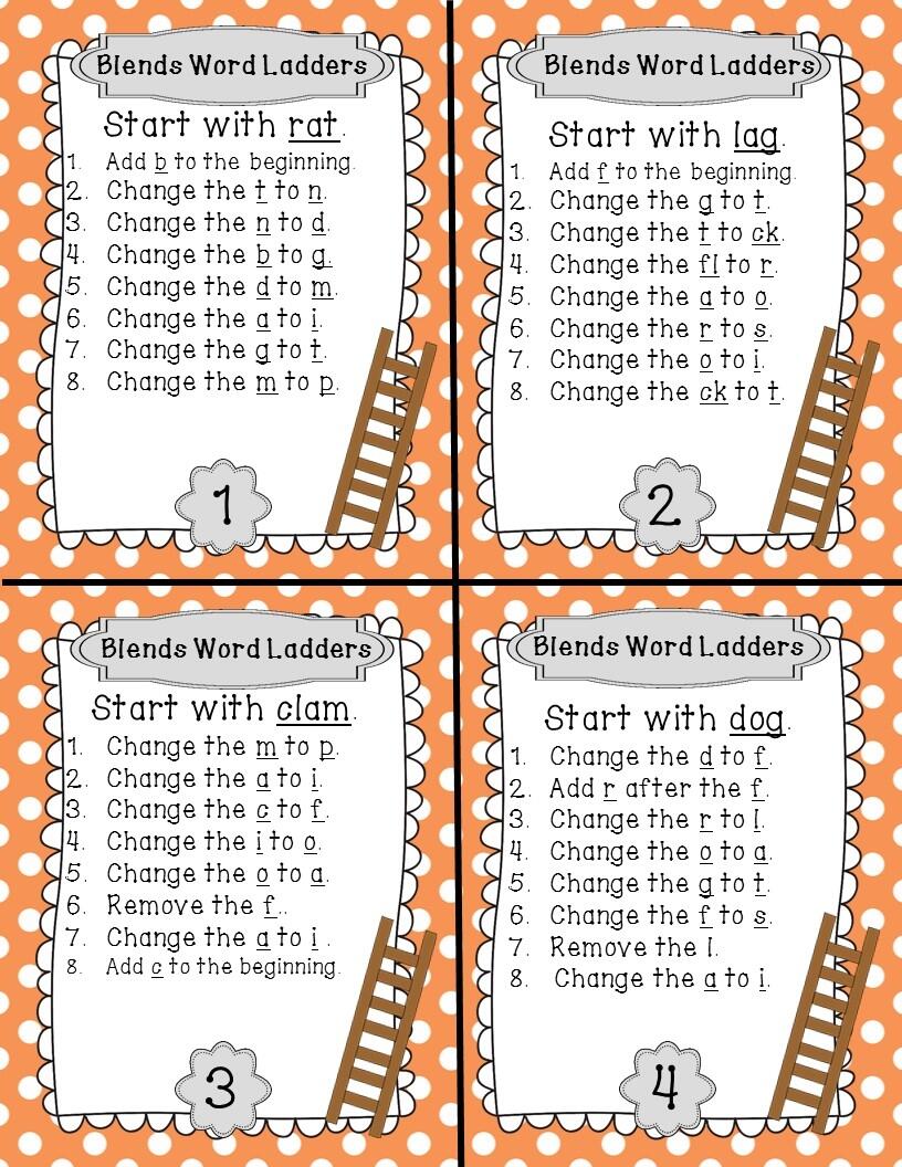 Blends And Digraphs Word Ladder Task Cards Made By Teachers Blends And Digraphs Word Ladder Task Cards Made By Teachers