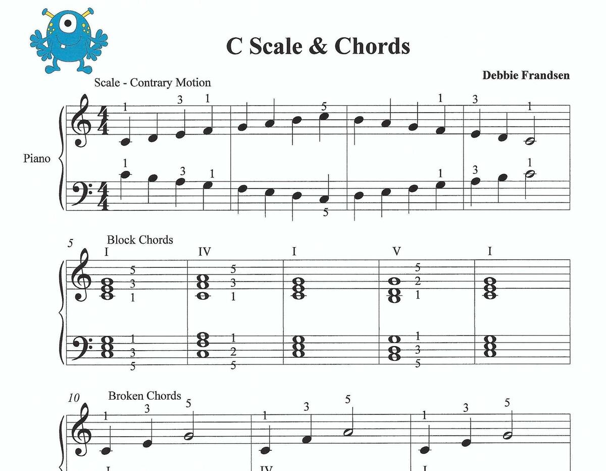 C Major Scale Easy Beginner Piano Sheet Music Etsy