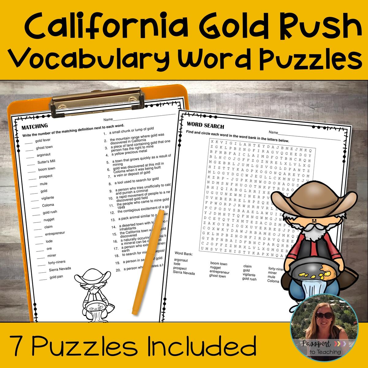 Calfornia Gold Rush Vocabulary Word Puzzles Made By Teachers Calfornia Gold Rush Vocabulary Word Puzzles Made By Teachers