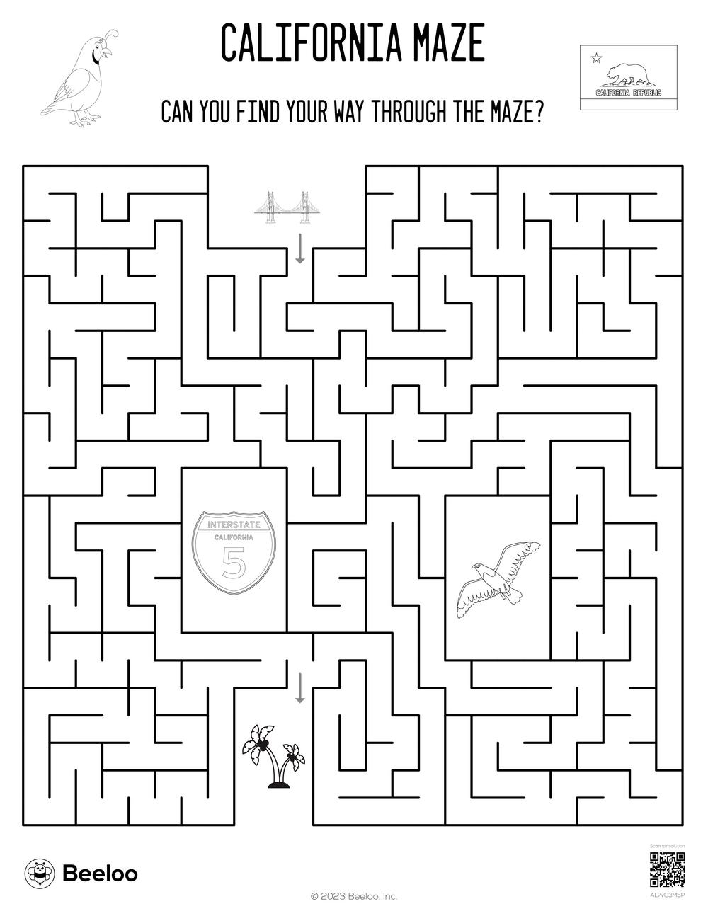 California Maze Beeloo Printable Crafts And Activities For Kids California Maze Beeloo Printable Crafts And Activities For Kids
