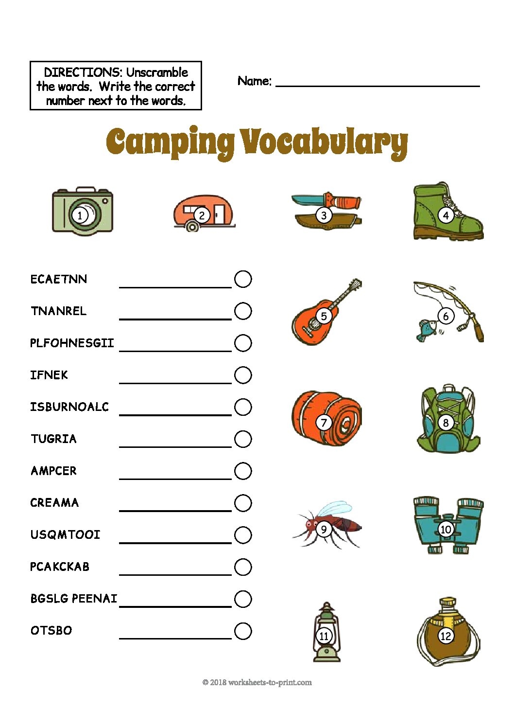 Camping Vocabulary Worksheet Language Advisor Camping Vocabulary Worksheet Language Advisor