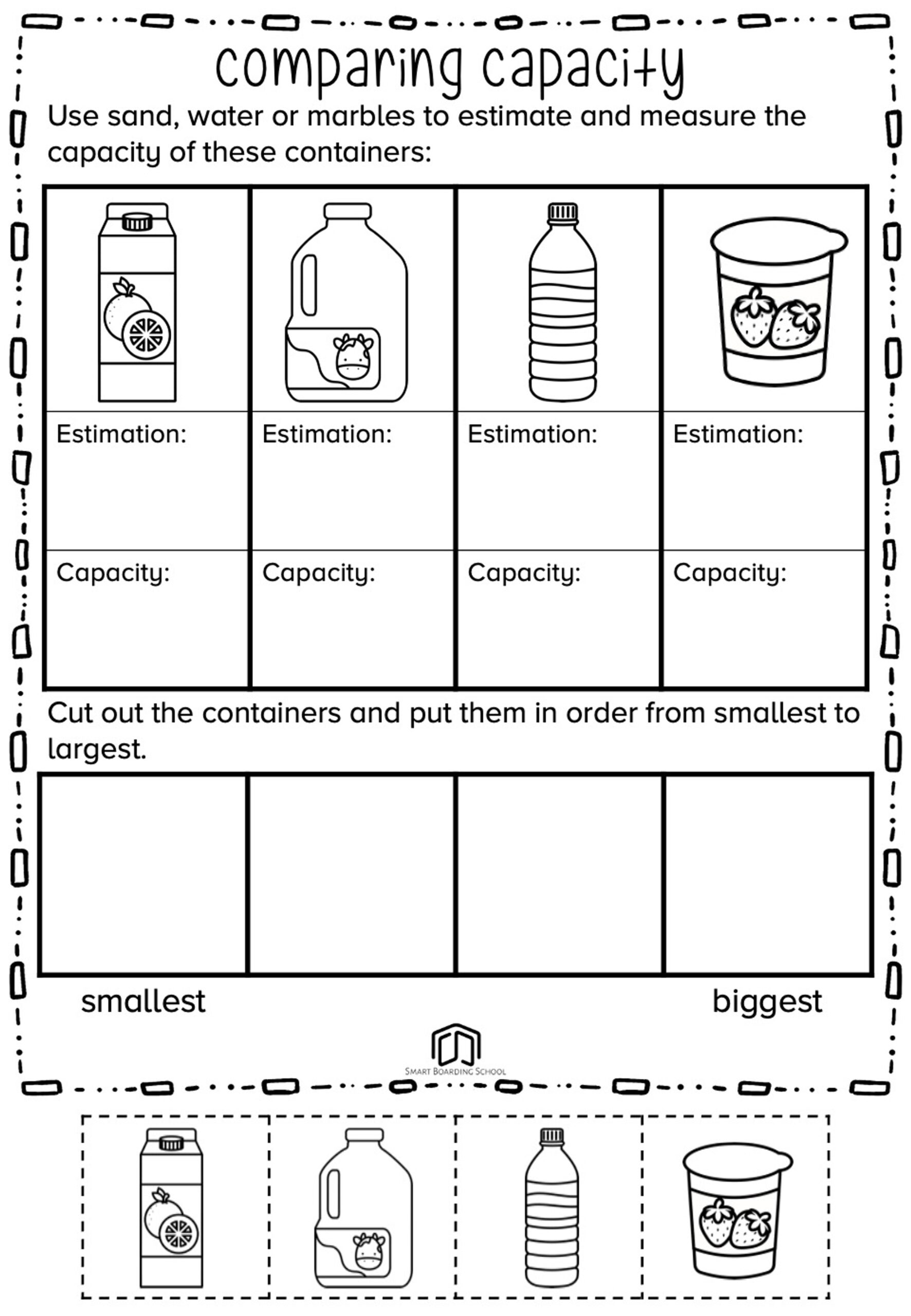 Capacity Worksheets Gallon Man Printable Chart And Activities