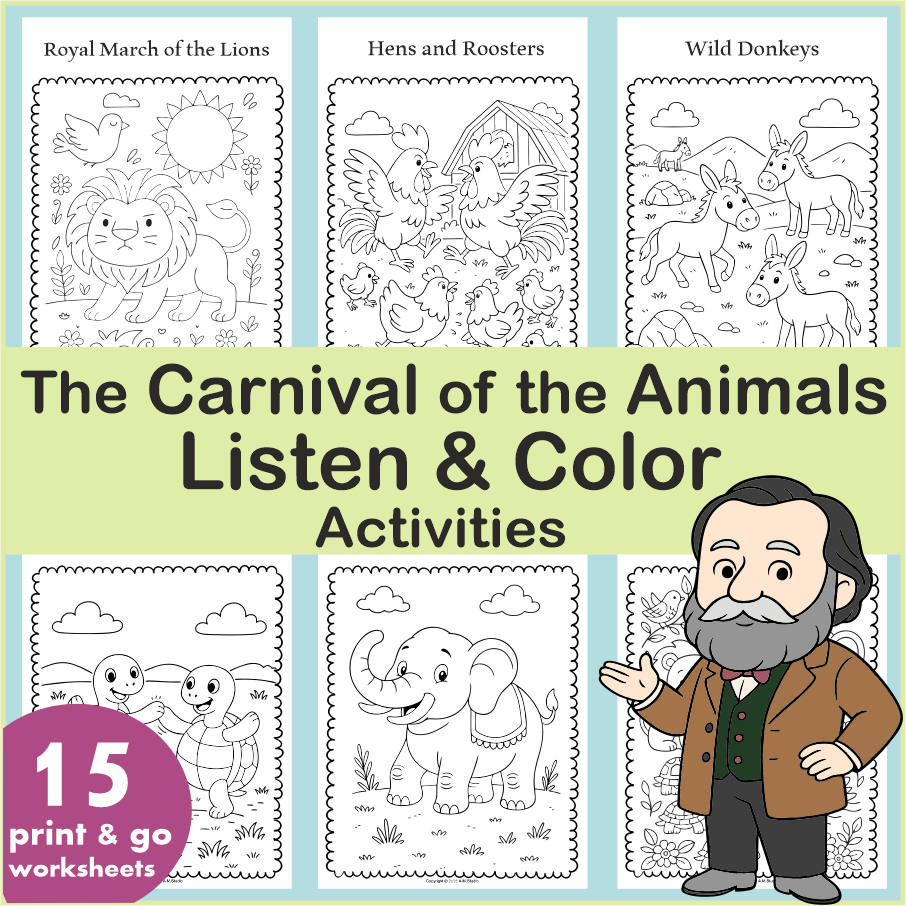 Carnival Of The Animals Coloring Pages With And Without QR Codes By Teach Simple