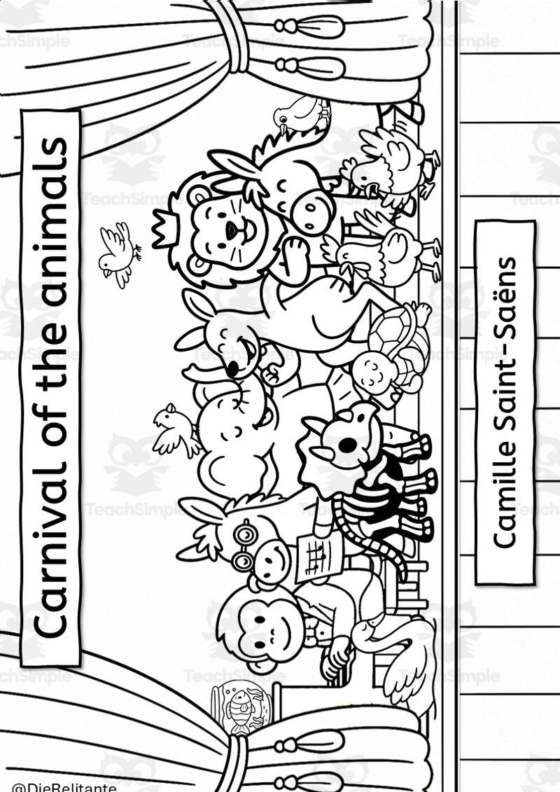 Carnival Of The Animals Coloring Pages With And Without QR Codes By Teach Simple
